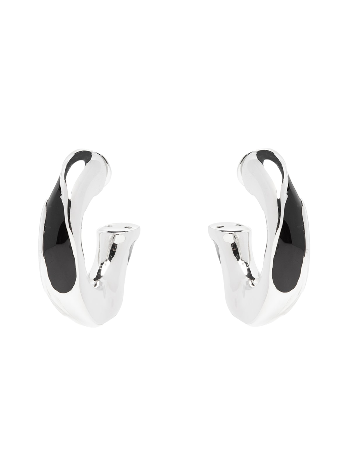 Brinco Feminino Meia Argola Elia Resinado - Prata