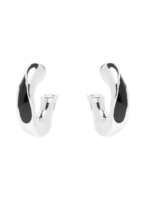 Brinco Feminino Meia Argola Elia Resinado - Prata