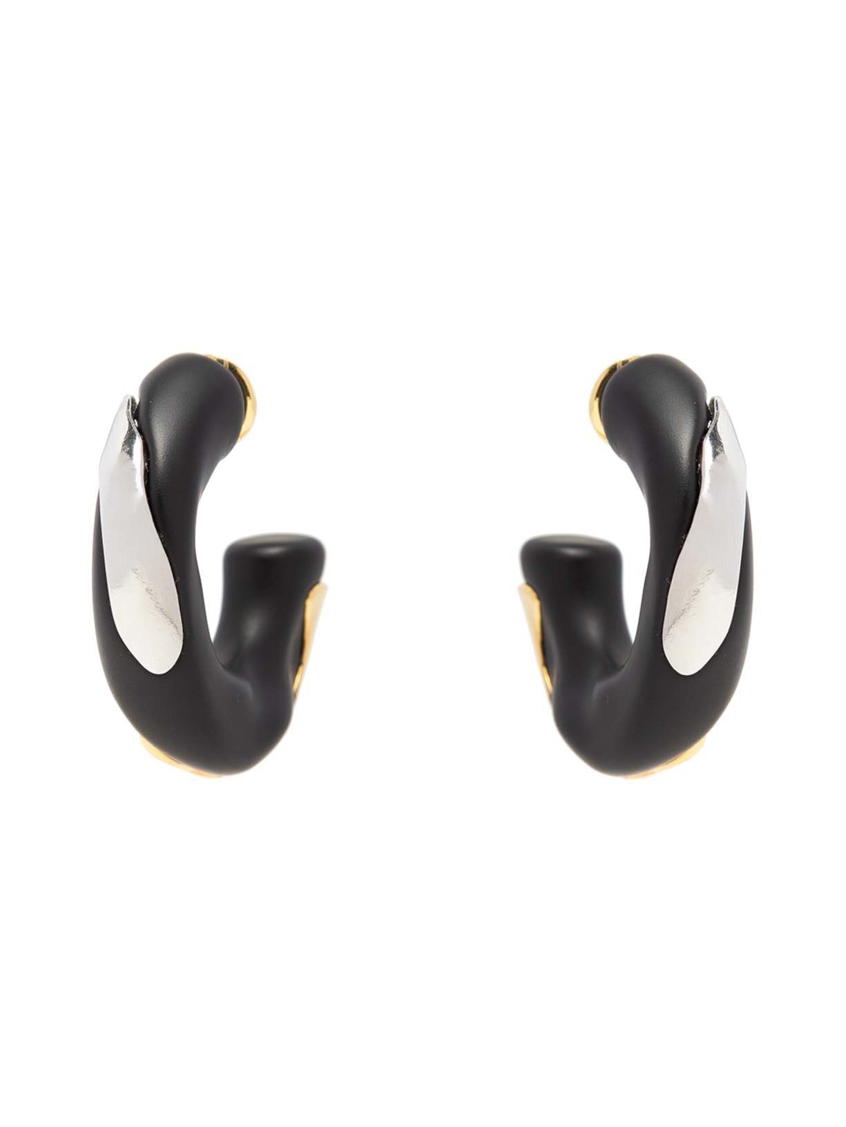 Brinco Feminino Meia Argola Elia Resinado - Preto