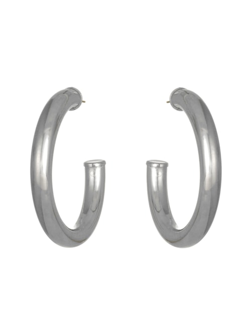 Brinco Feminino Meia Argola G Peão Metal - Prata