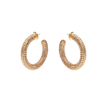 Brinco Feminino Meia Argola G Peão Str - Dourado