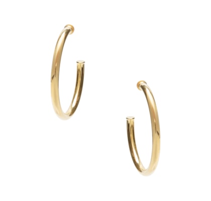 Brinco Feminino Meia Argola Tubo Em Metal - Dourado