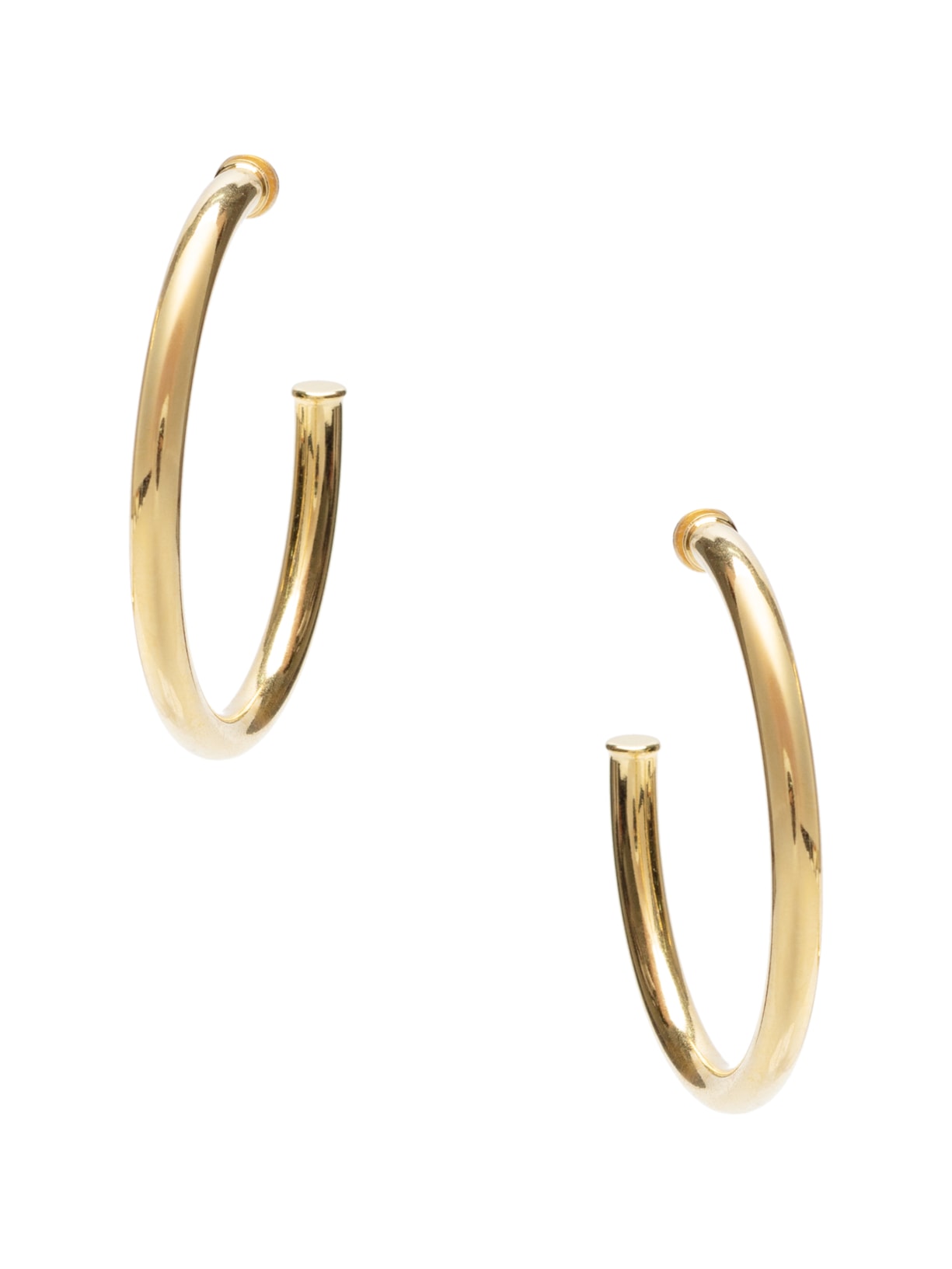 Brinco Feminino Meia Argola Tubo Em Metal - Dourado