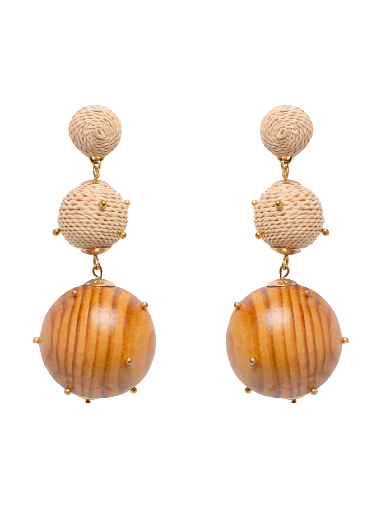 Brinco Feminino Mix De Esferas - Bege