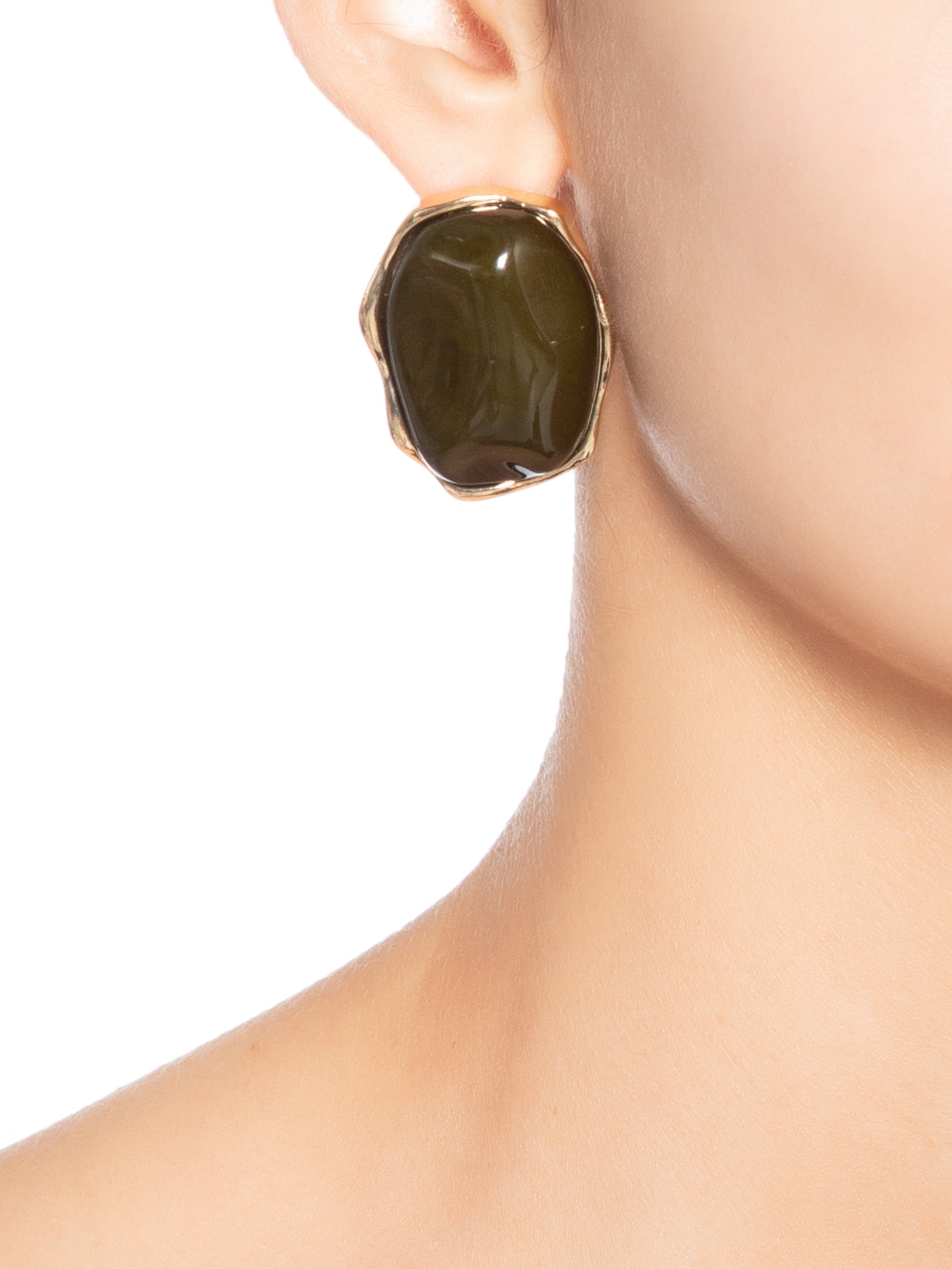 Brinco Feminino Orgânico Com Pedra Verde '2Essential