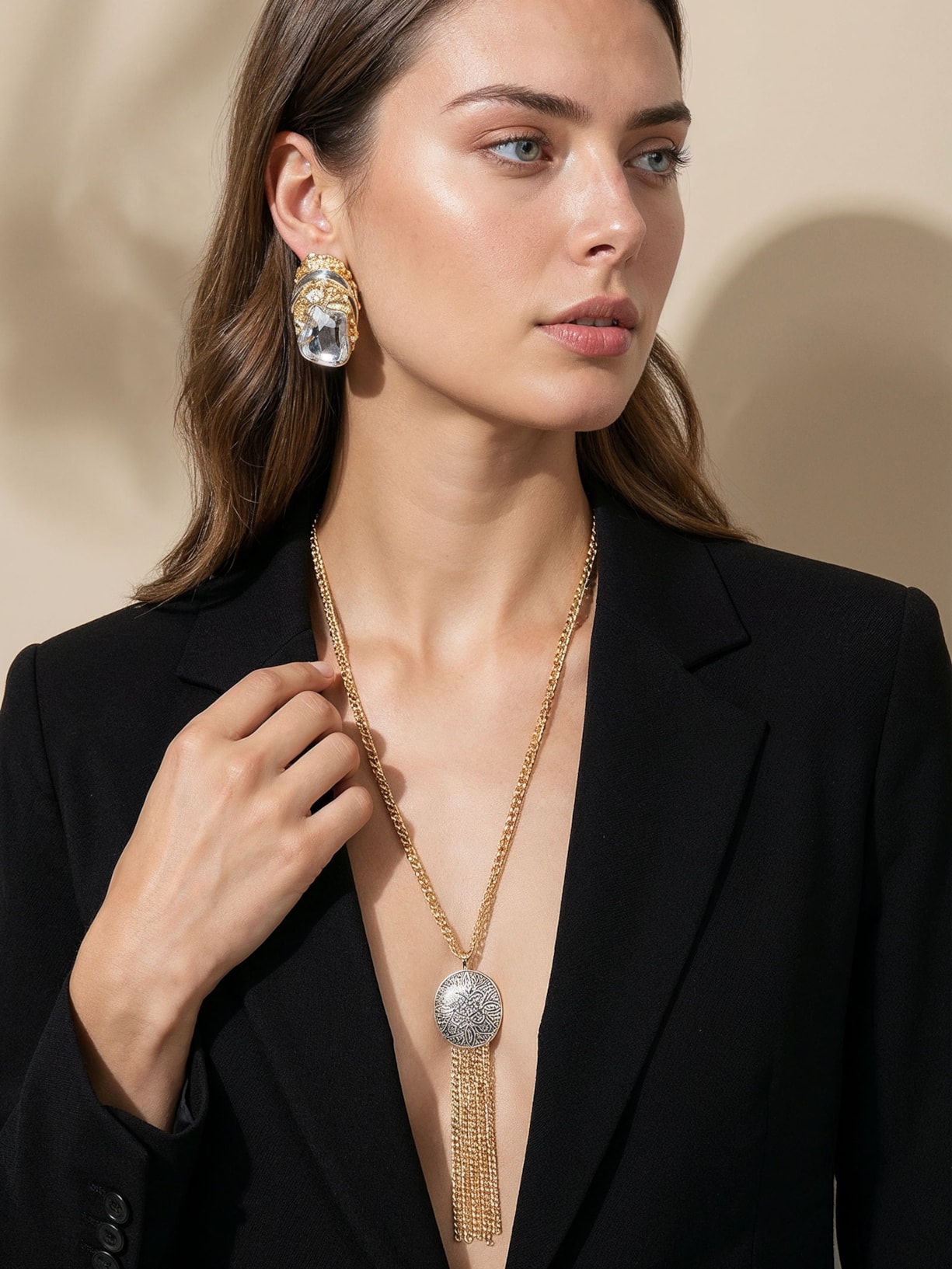 Brinco Feminino Orgânico Em Camadas Dourado Market 33