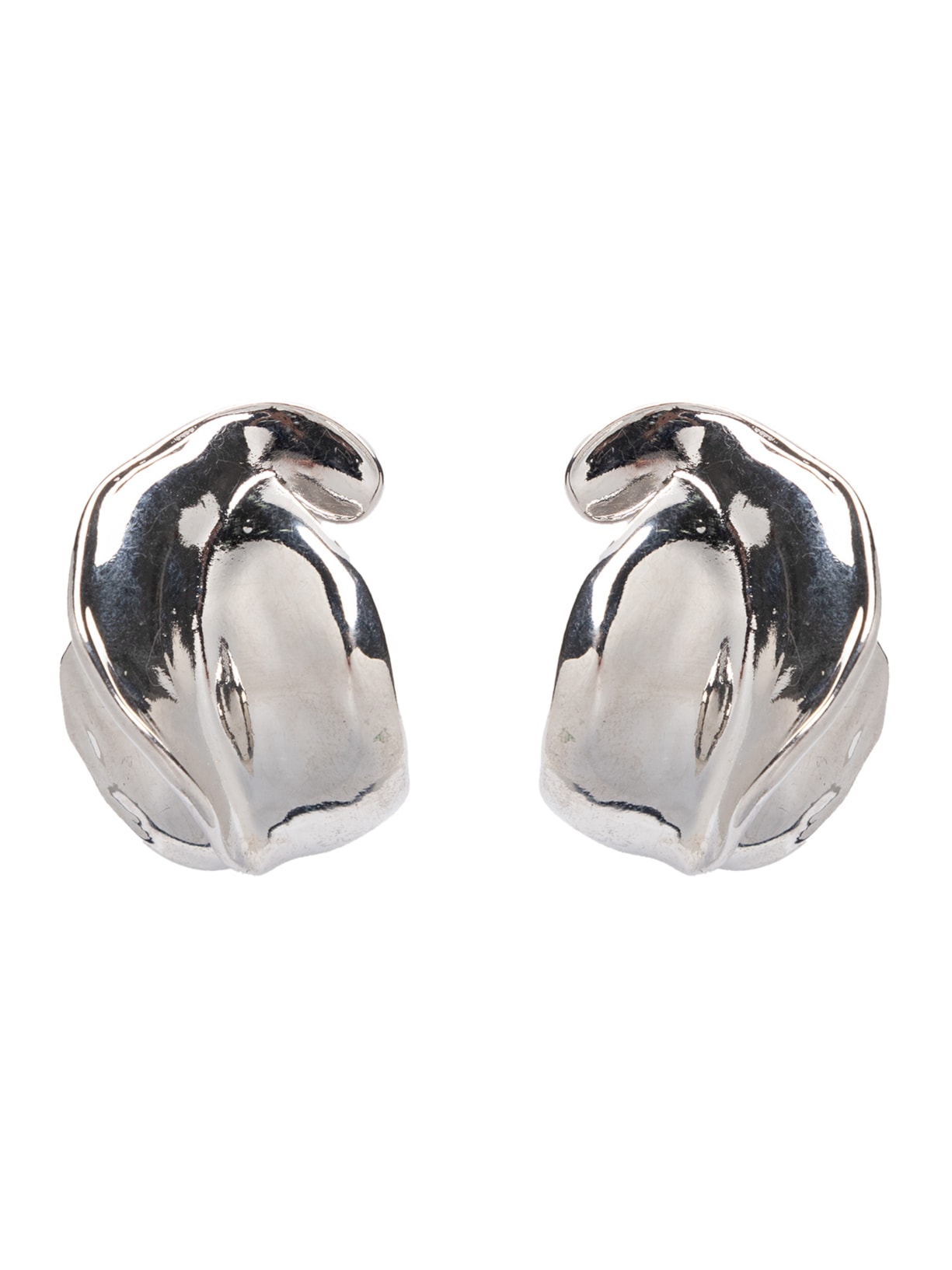 Brinco Feminino Orgânico Em Metal - Prateado