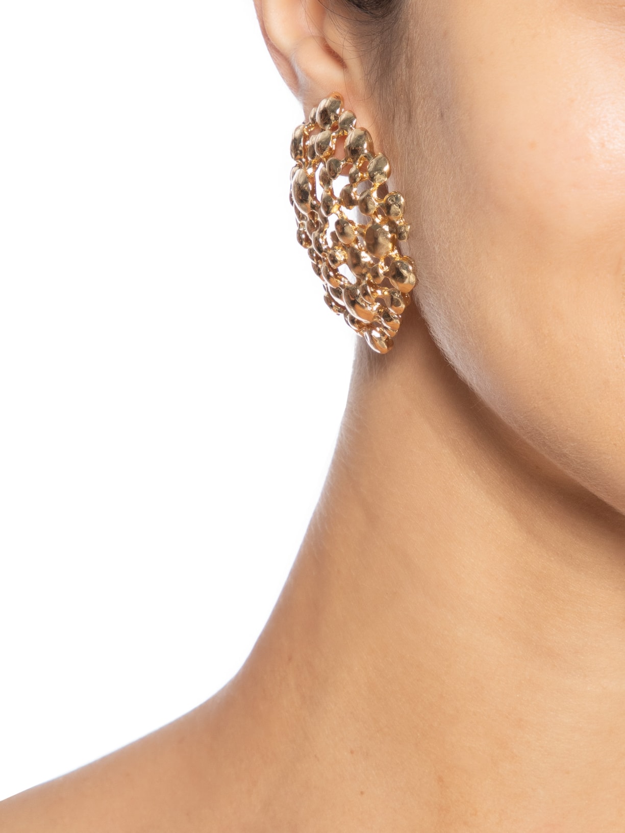 Brinco Feminino Orgânico Texturizado  Dourado Market 33