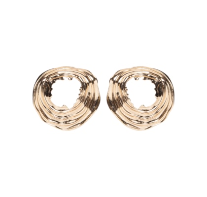 Brinco Feminino Orgânico Texturizado - Dourado
