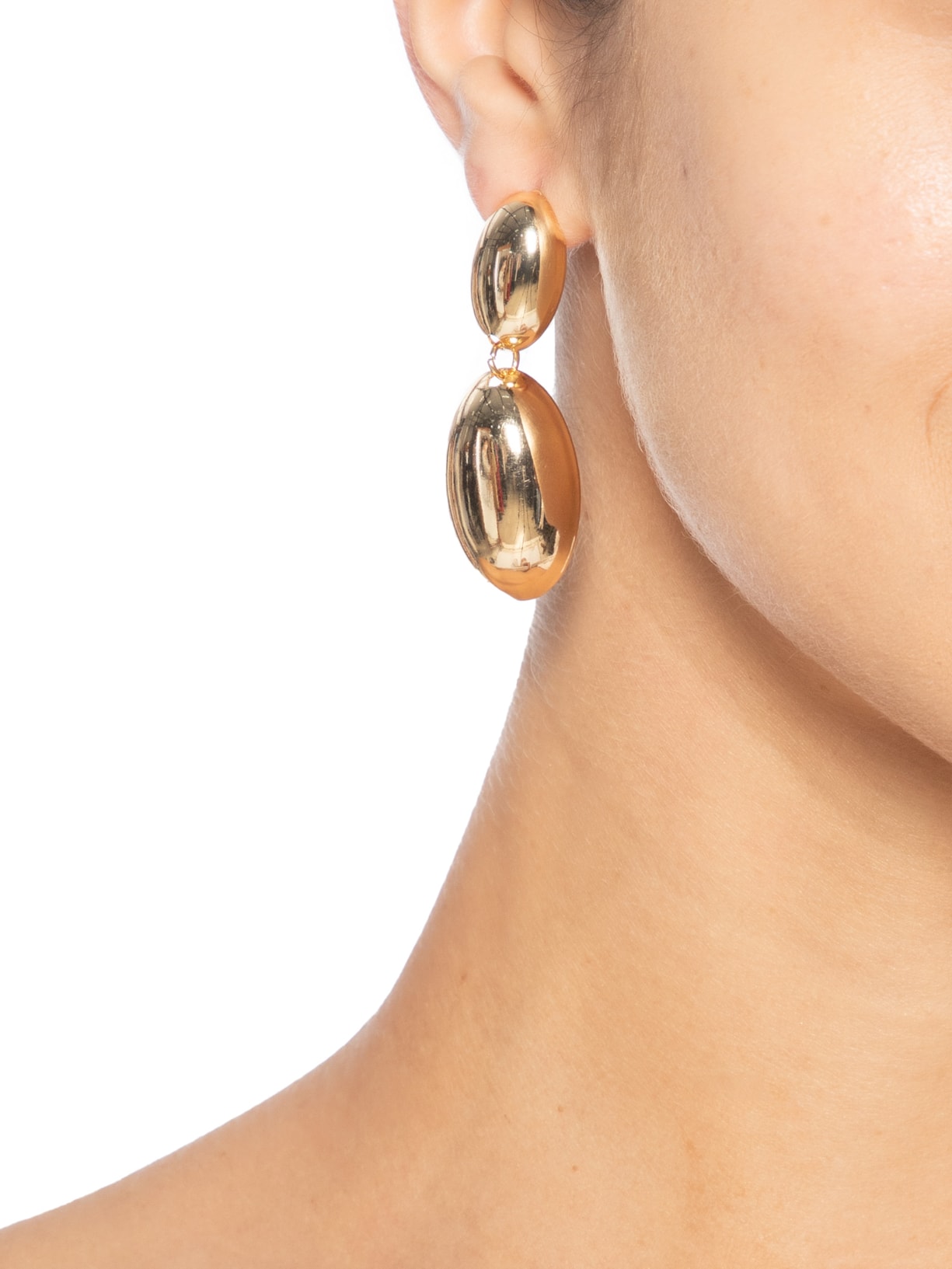 Brinco Feminino Oval Metalizado Dourado Market 33