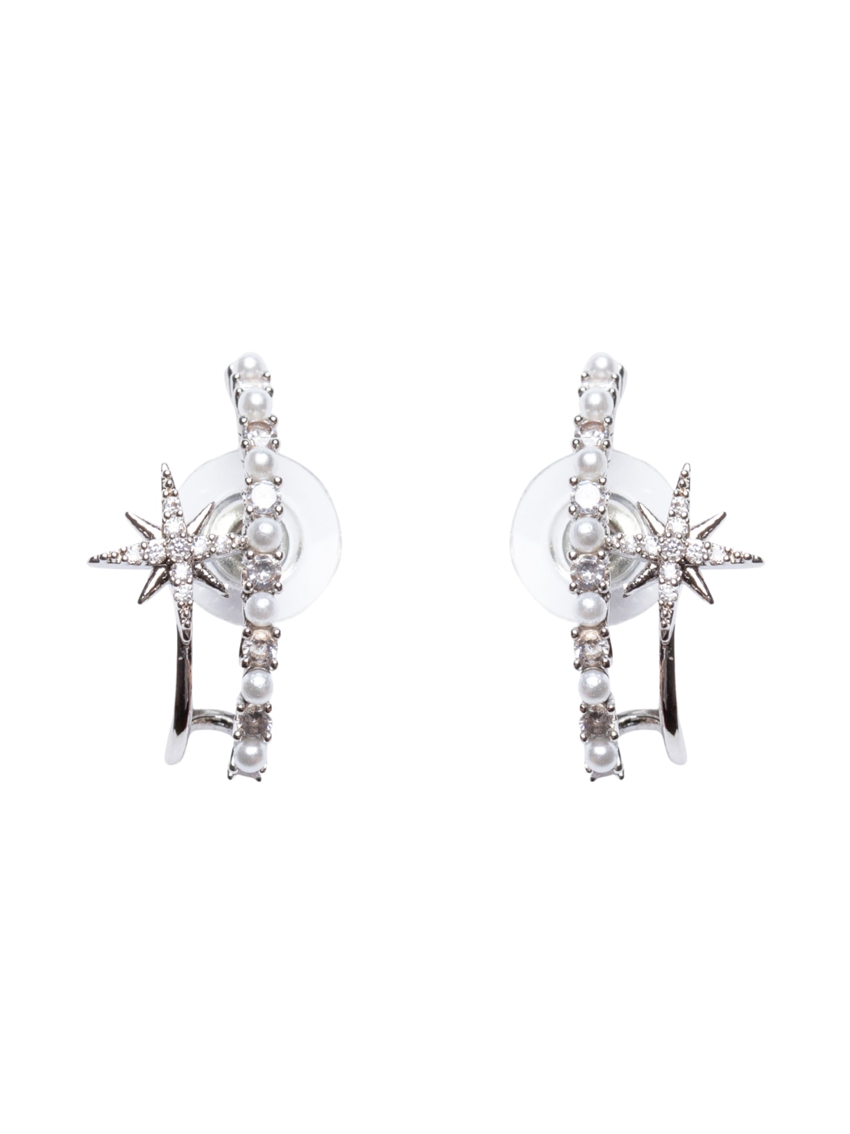 Brinco Feminino Pedras E Pérolas - Prata