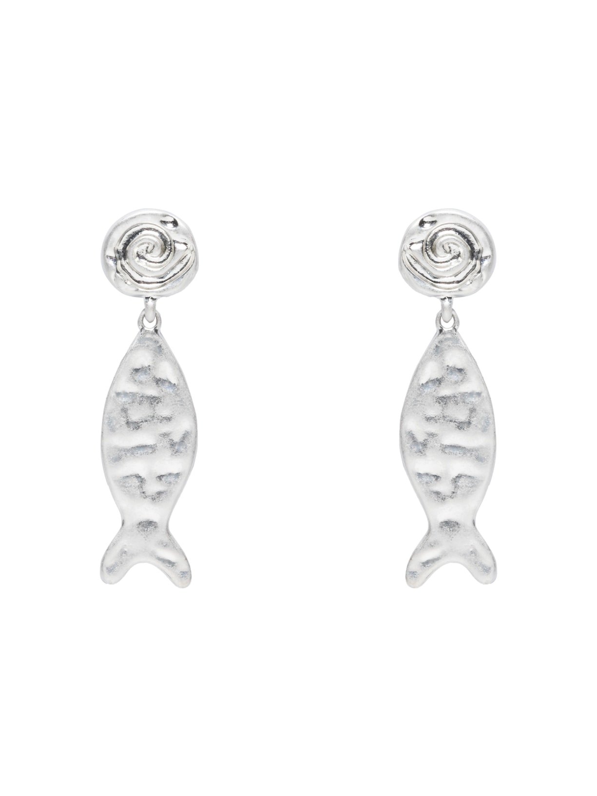 Brinco Feminino Peixe Martelado - Prateado