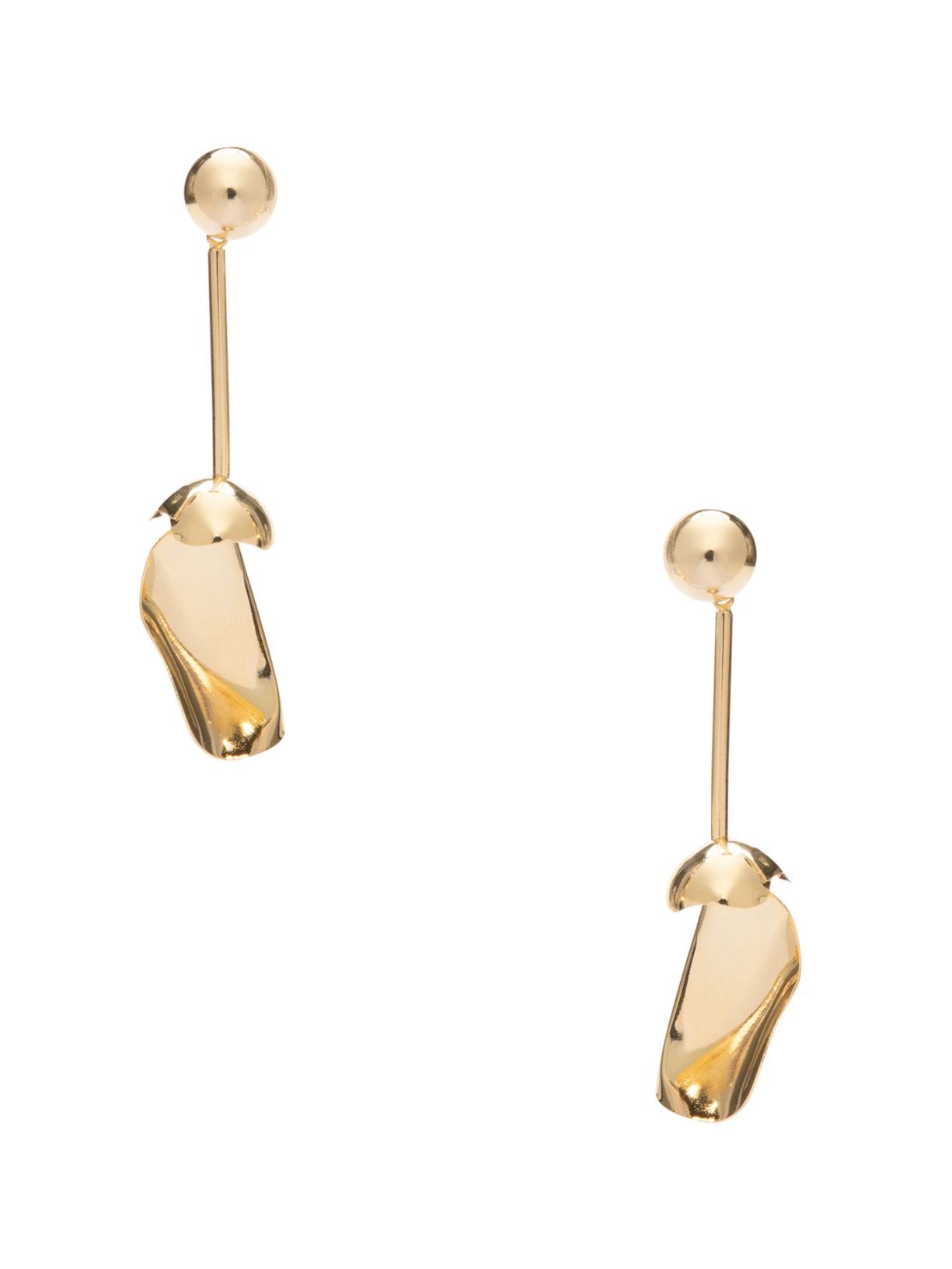 Brinco Feminino Pêndulo Amassado Conexão Em Metal - Dourado