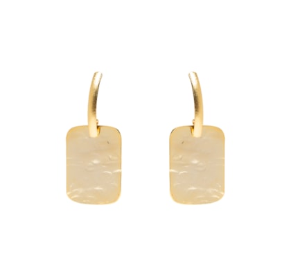 Brinco Feminino Placa Martelado - Dourado