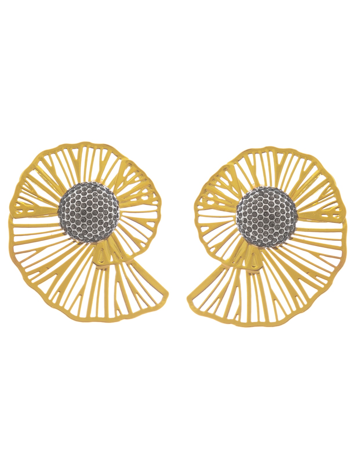 Brinco Feminino Pressão Caracol Cristais - Dourado