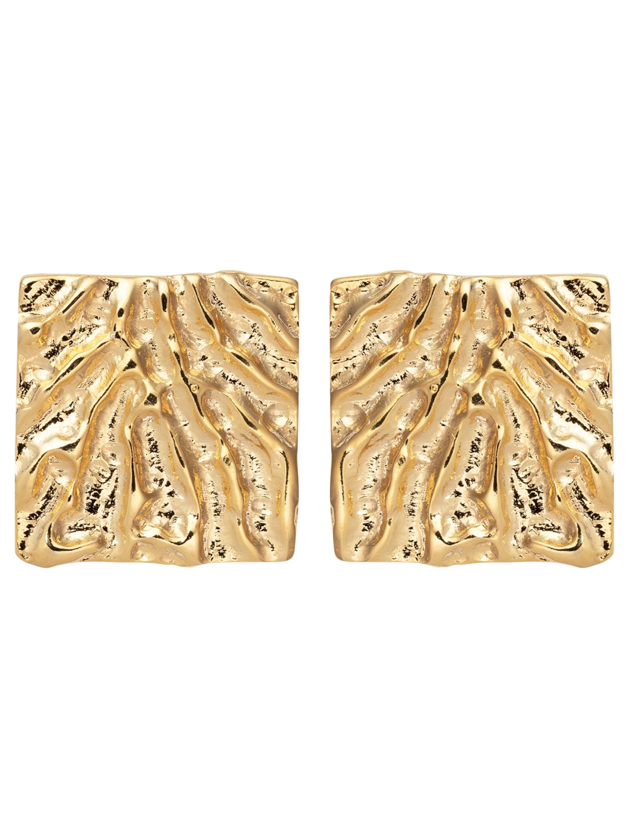 Brinco Feminino Quadrado Textura - Dourado