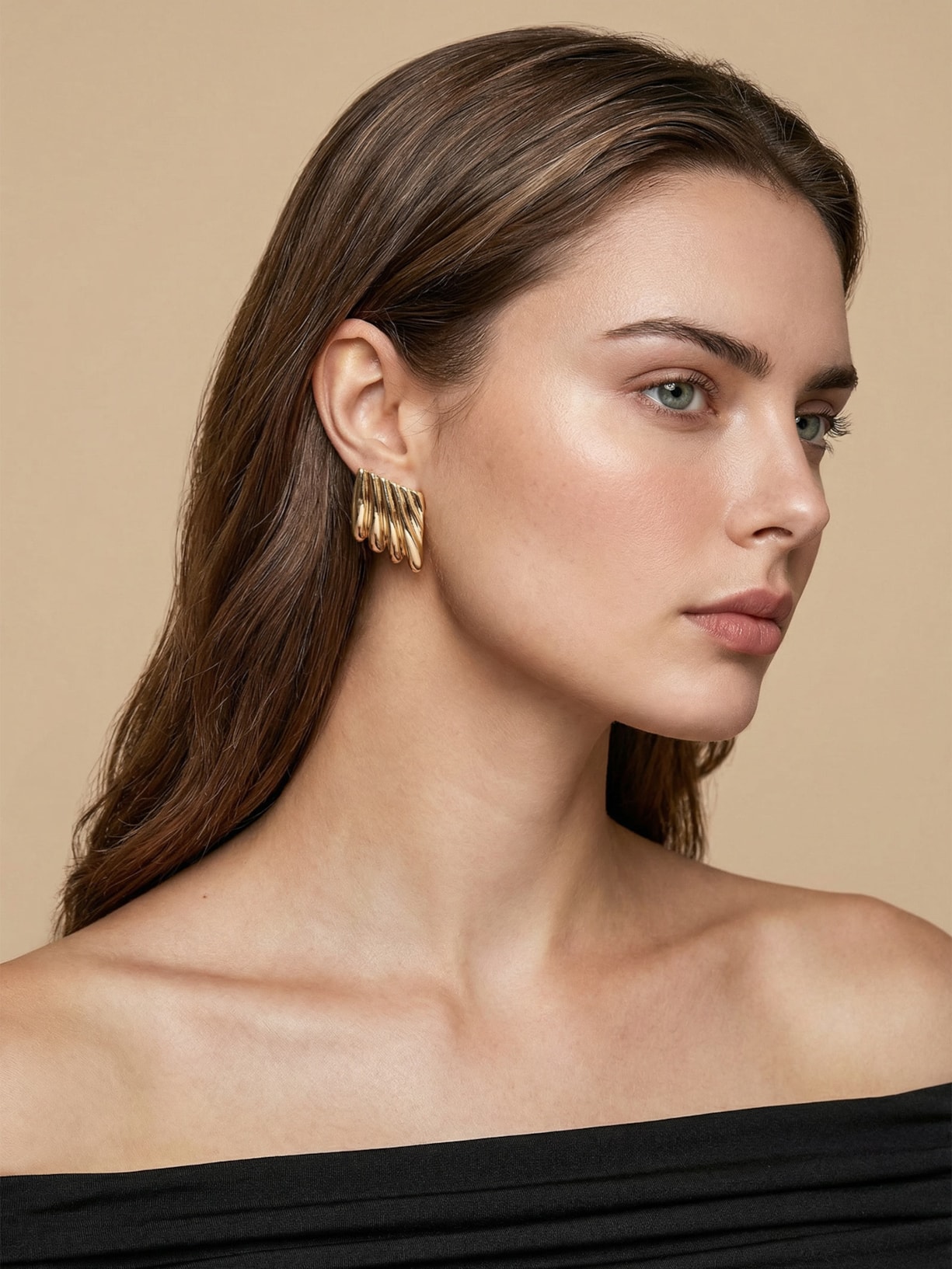 Brinco Feminino Quadrado Texturizado Dourado '2Essential