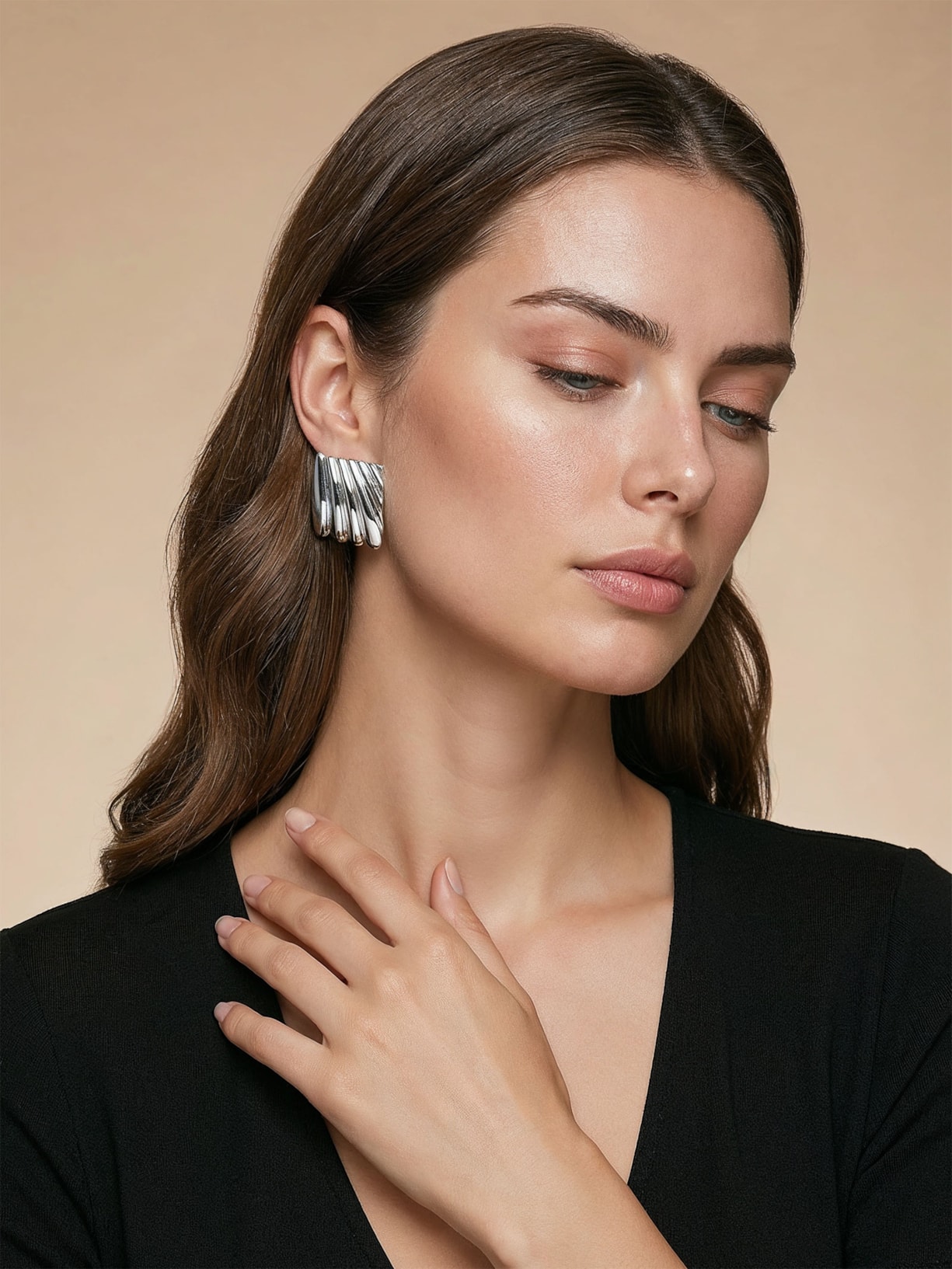 Brinco Feminino Quadrado Texturizado Prateado '2Essential