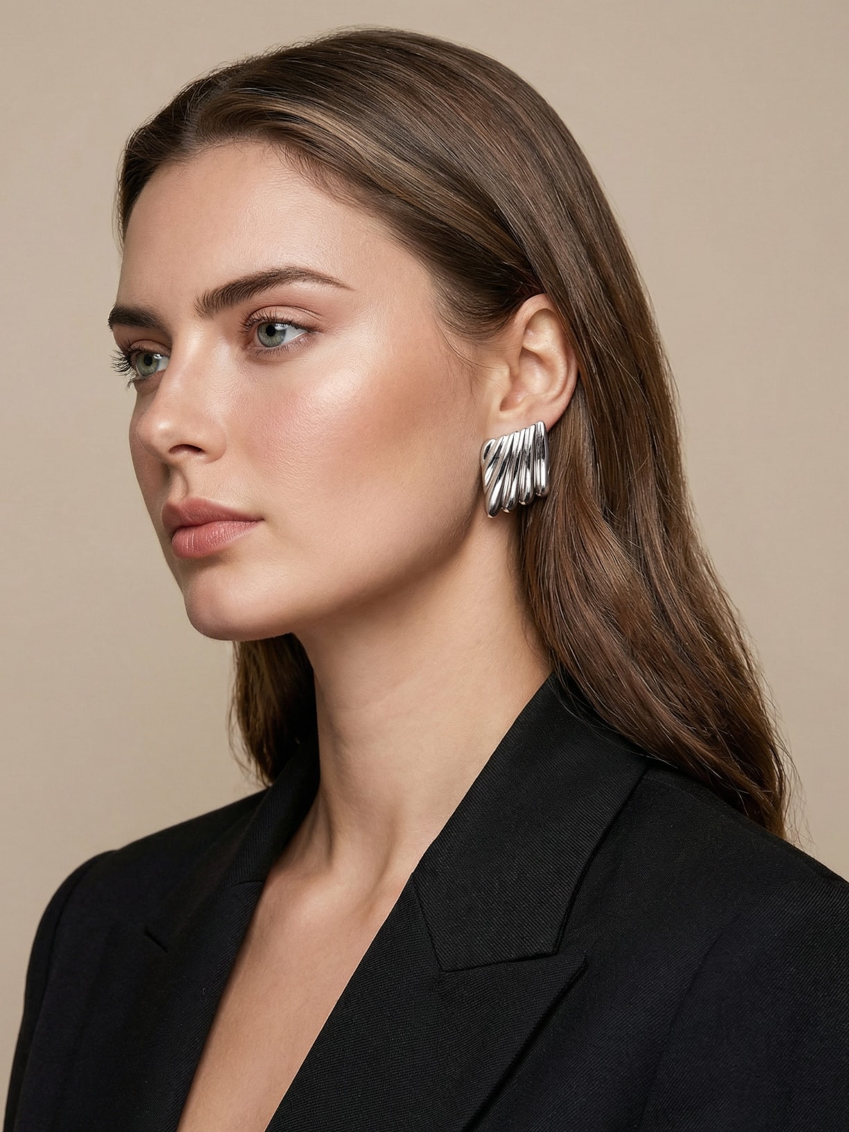 Brinco Feminino Quadrado Texturizado Prateado '2Essential