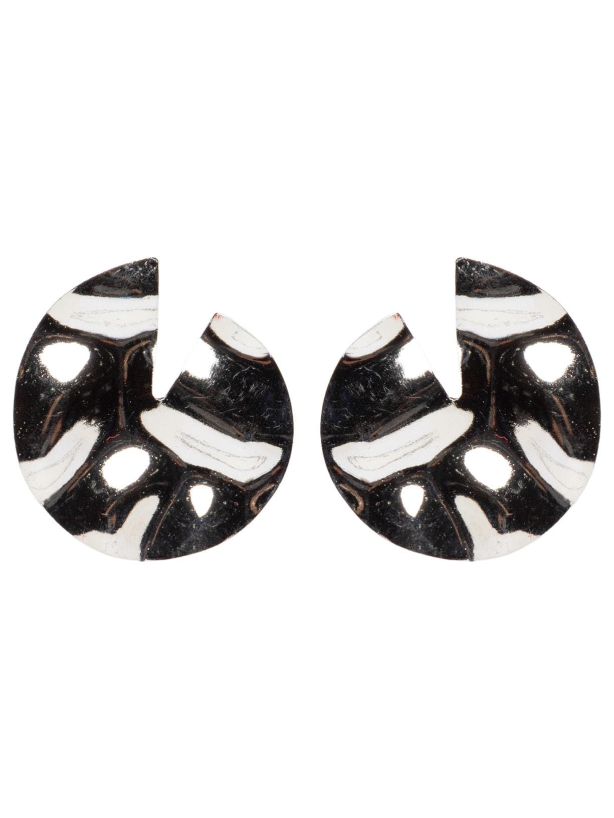 Brinco Feminino Redondo Martelado Prateado Basiq