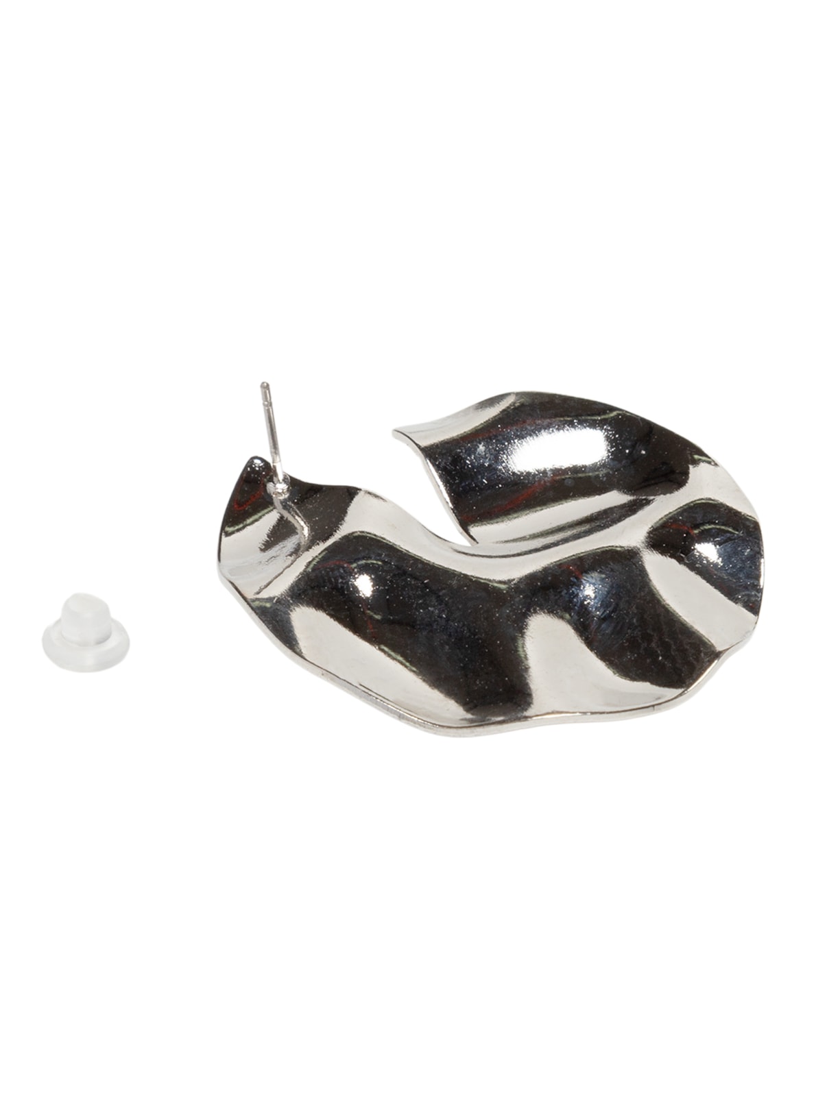 Brinco Feminino Redondo Martelado Prateado Basiq