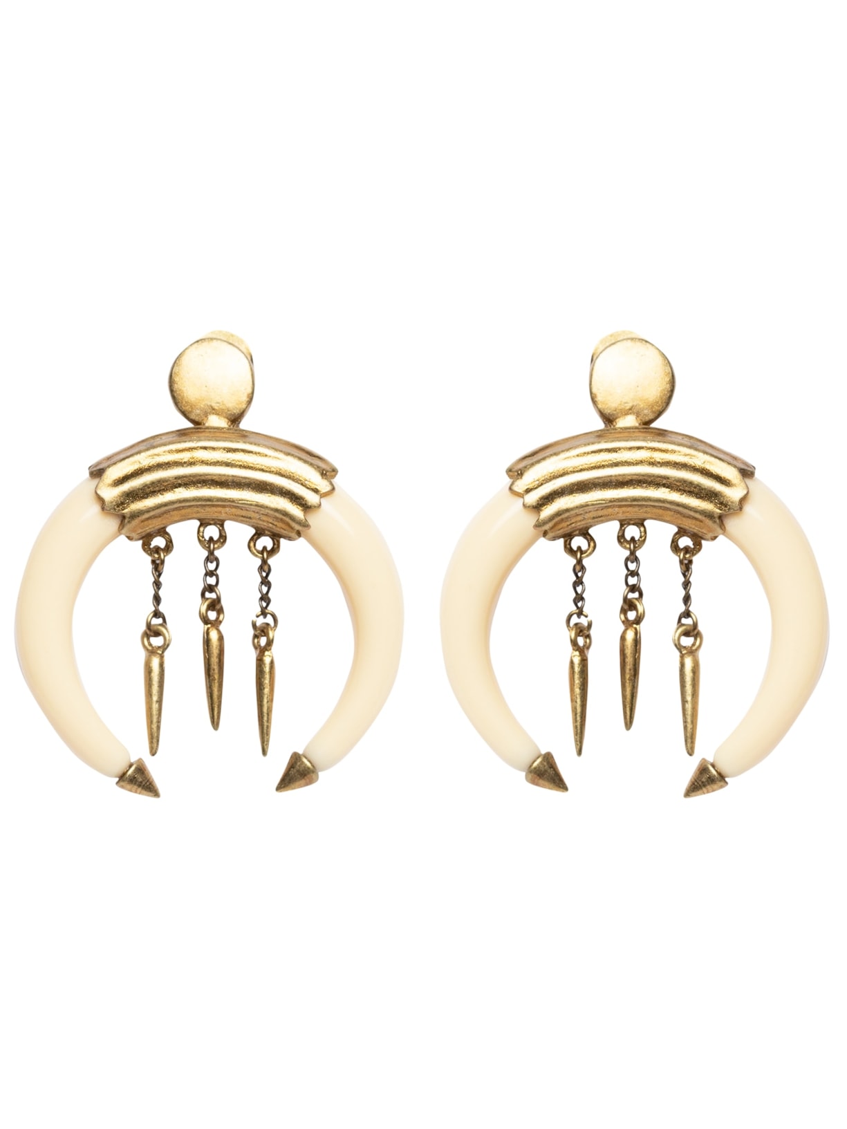 Brinco Feminino Resina Detalhe Ouro Velho - Bege