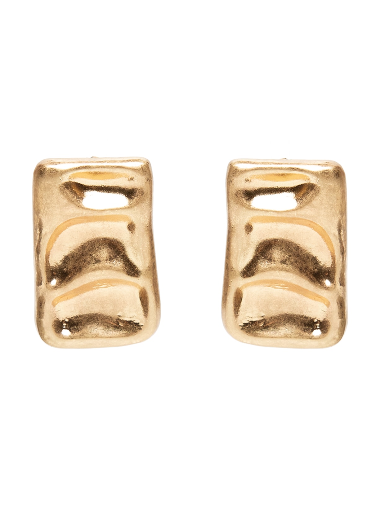 Brinco Feminino Retangular Martelado - Dourado