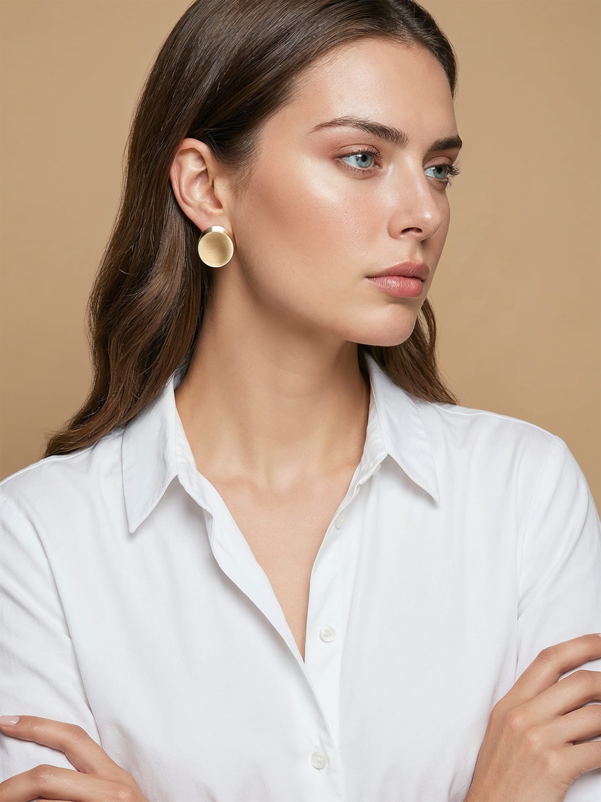 Brinco Feminino Sobreposto Escovado Dourado Basiq