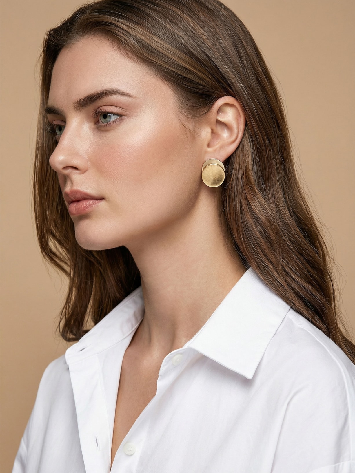 Brinco Feminino Sobreposto Escovado Dourado Basiq