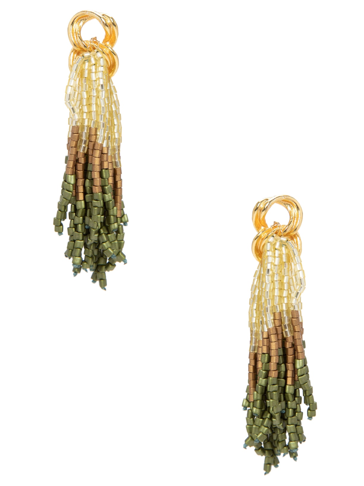 Brinco Feminino Tassel Espiral Em Metal - Verde