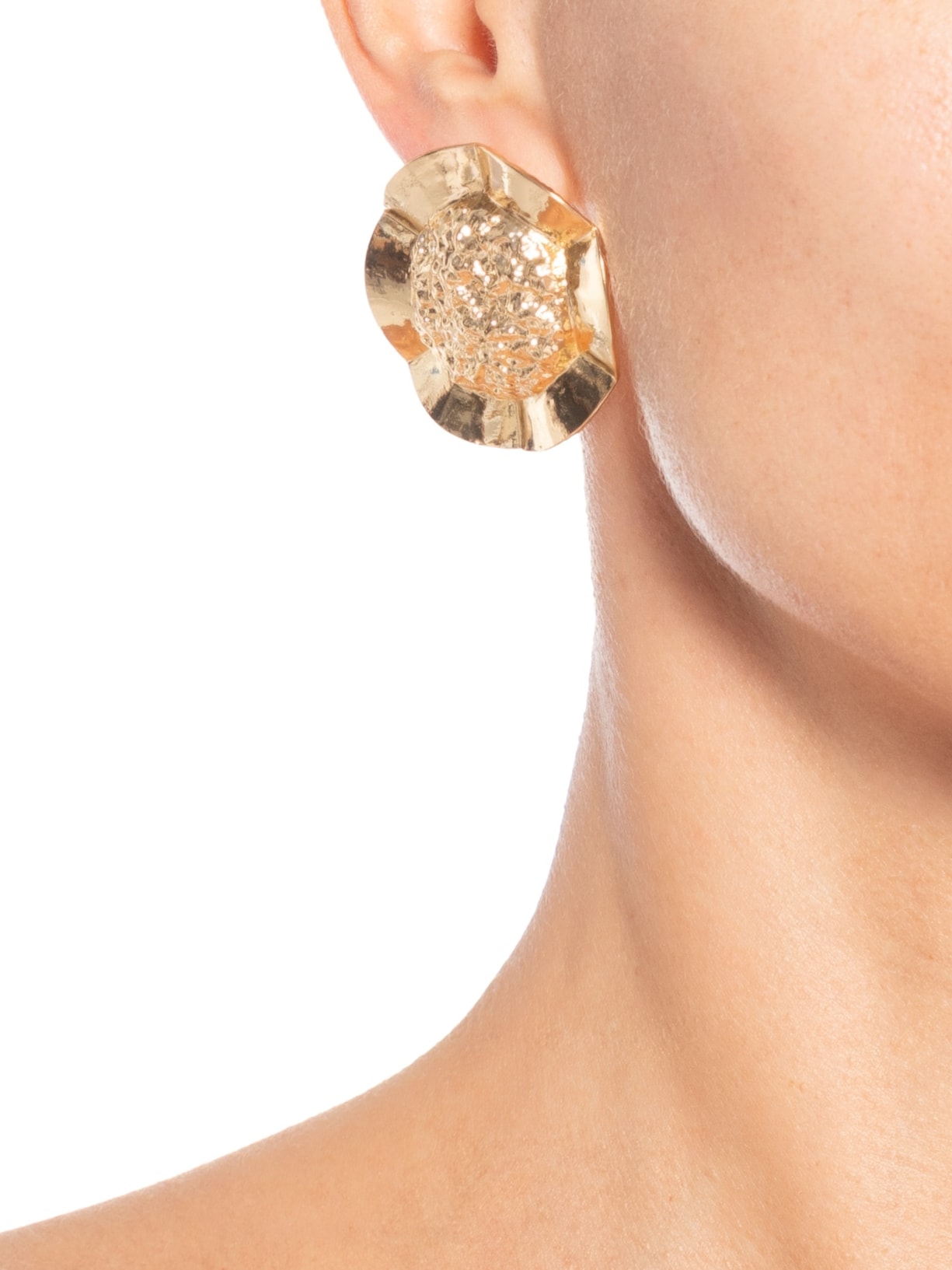 Brinco Feminino Texturizado Dourado Market 33