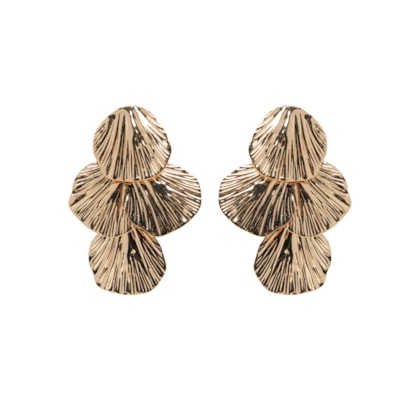 Brinco Feminino Texturizado Em Cascata - Dourado