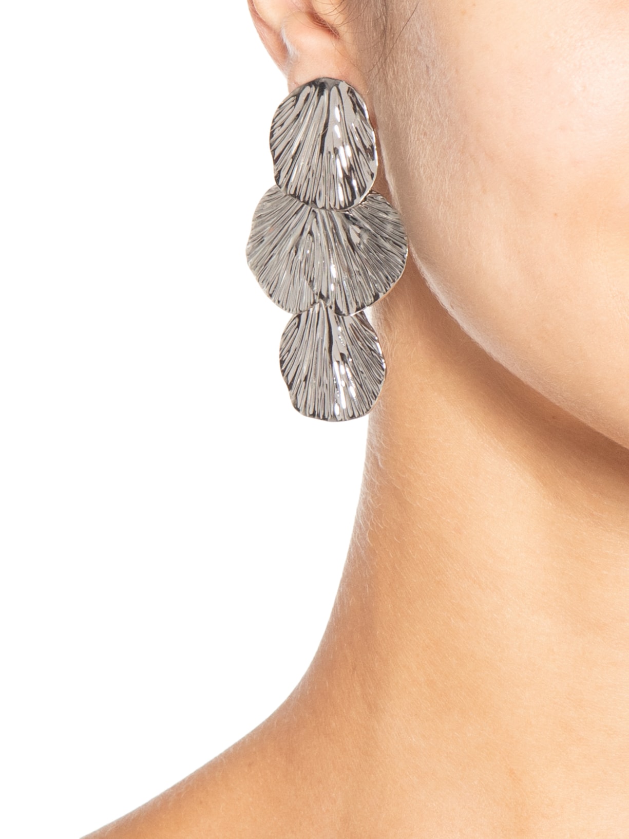 Brinco Feminino Texturizado Em Cascata Prateado '2Essential