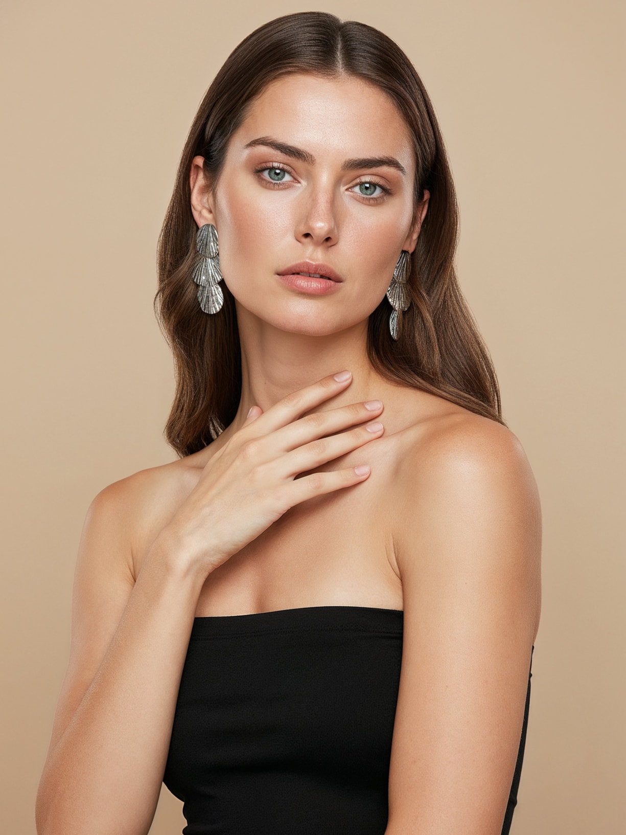 Brinco Feminino Texturizado Em Cascata Prateado '2Essential