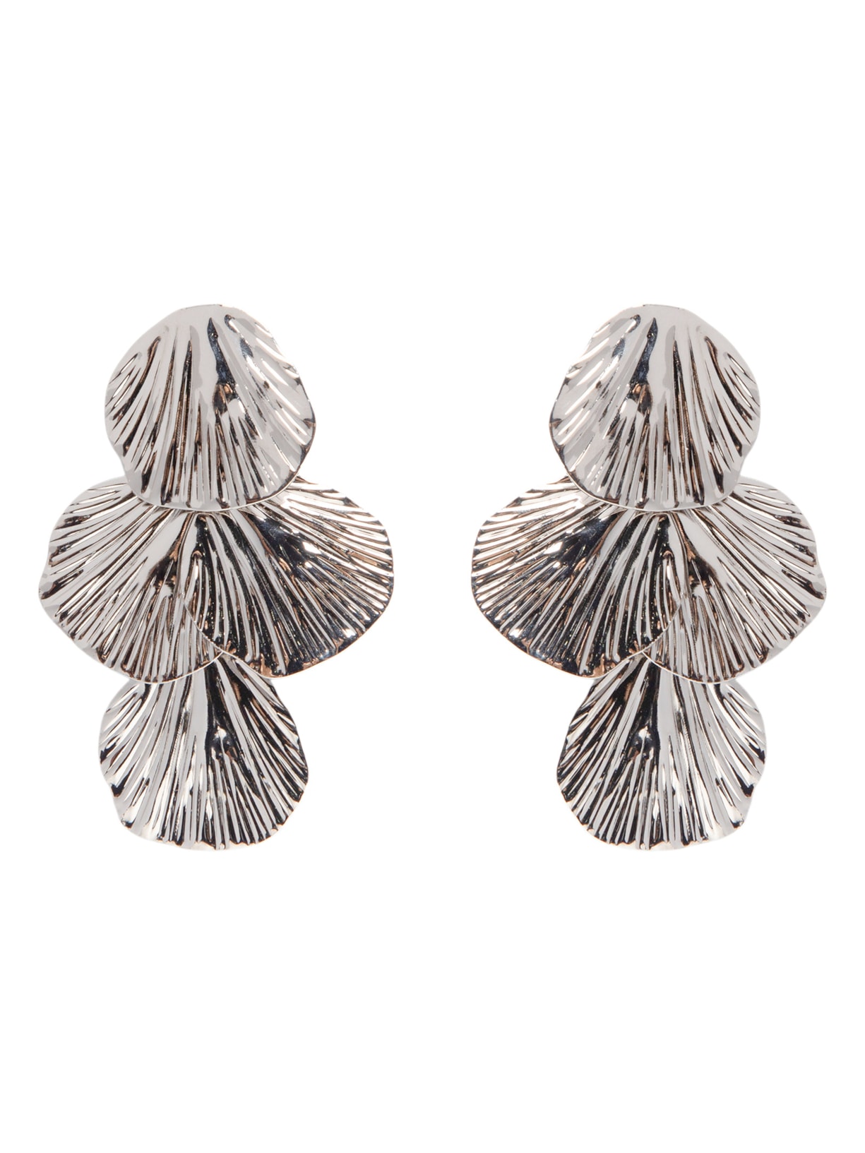 Brinco Feminino Texturizado Em Cascata - Prateado