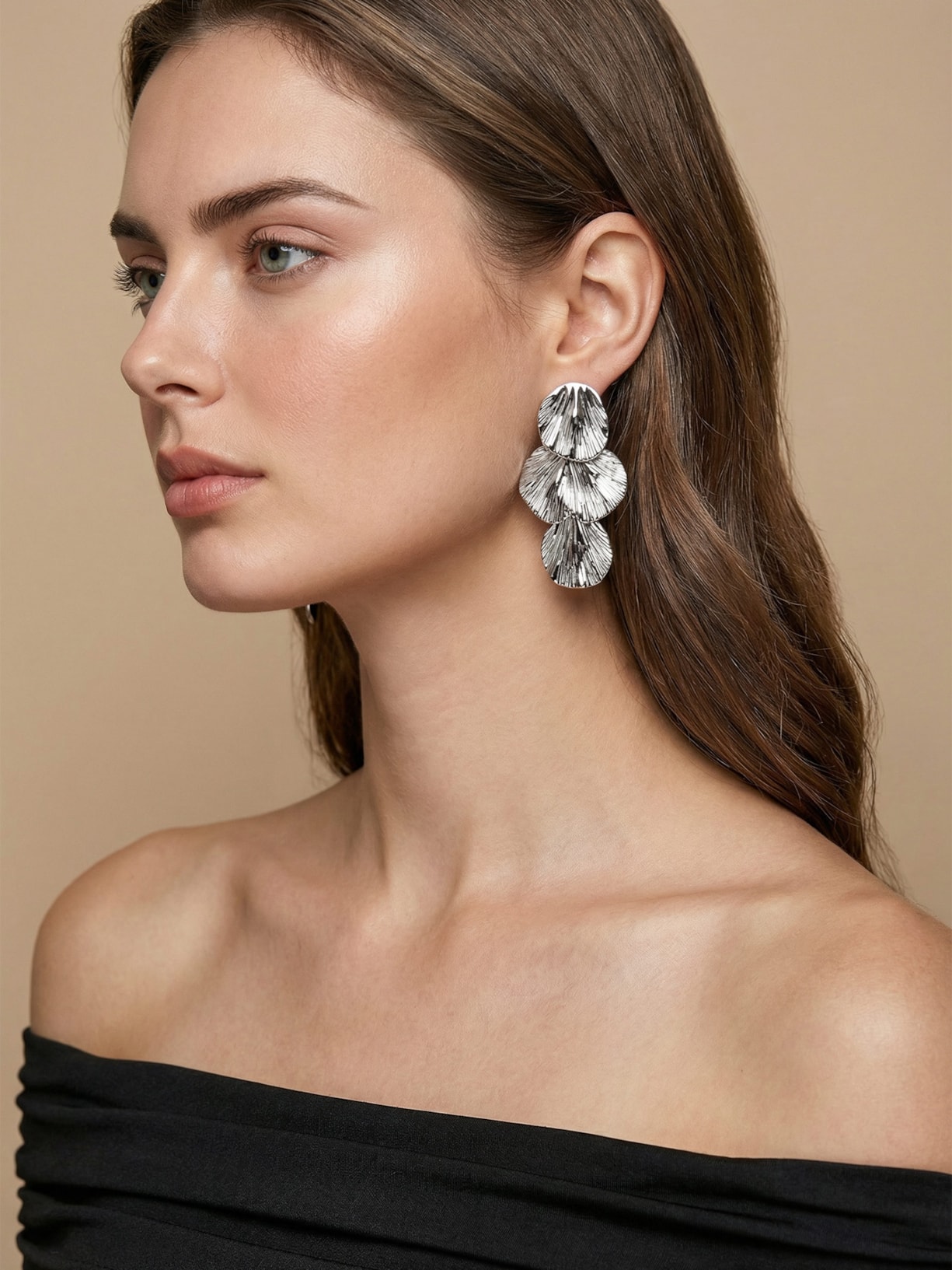 Brinco Feminino Texturizado Em Cascata Prateado '2Essential