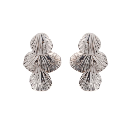 Brinco Feminino Texturizado Em Cascata - Prateado