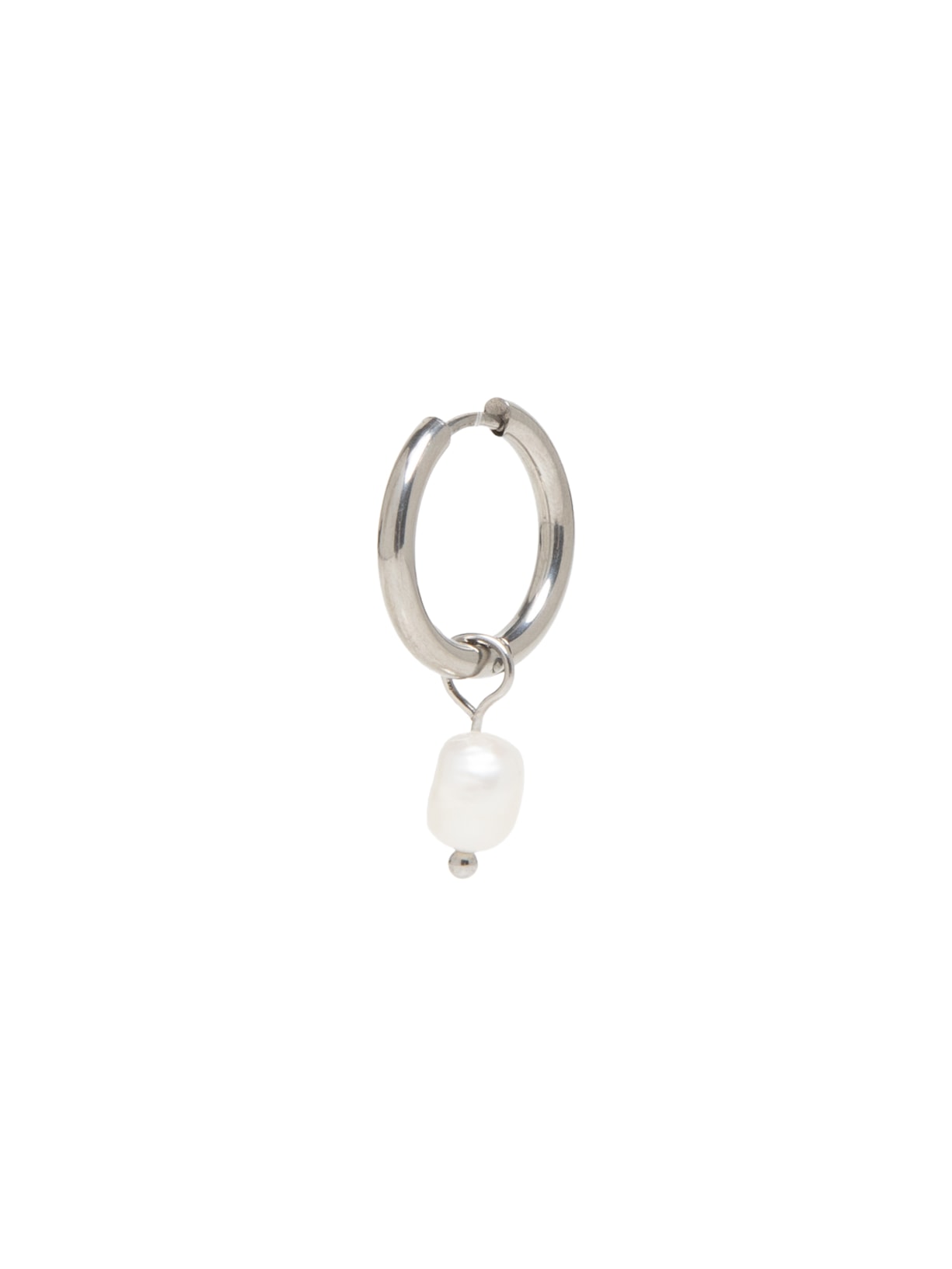 Brinco Masculino Errejota com Pérola Natural Keylab por Fred Bruno - Prateado