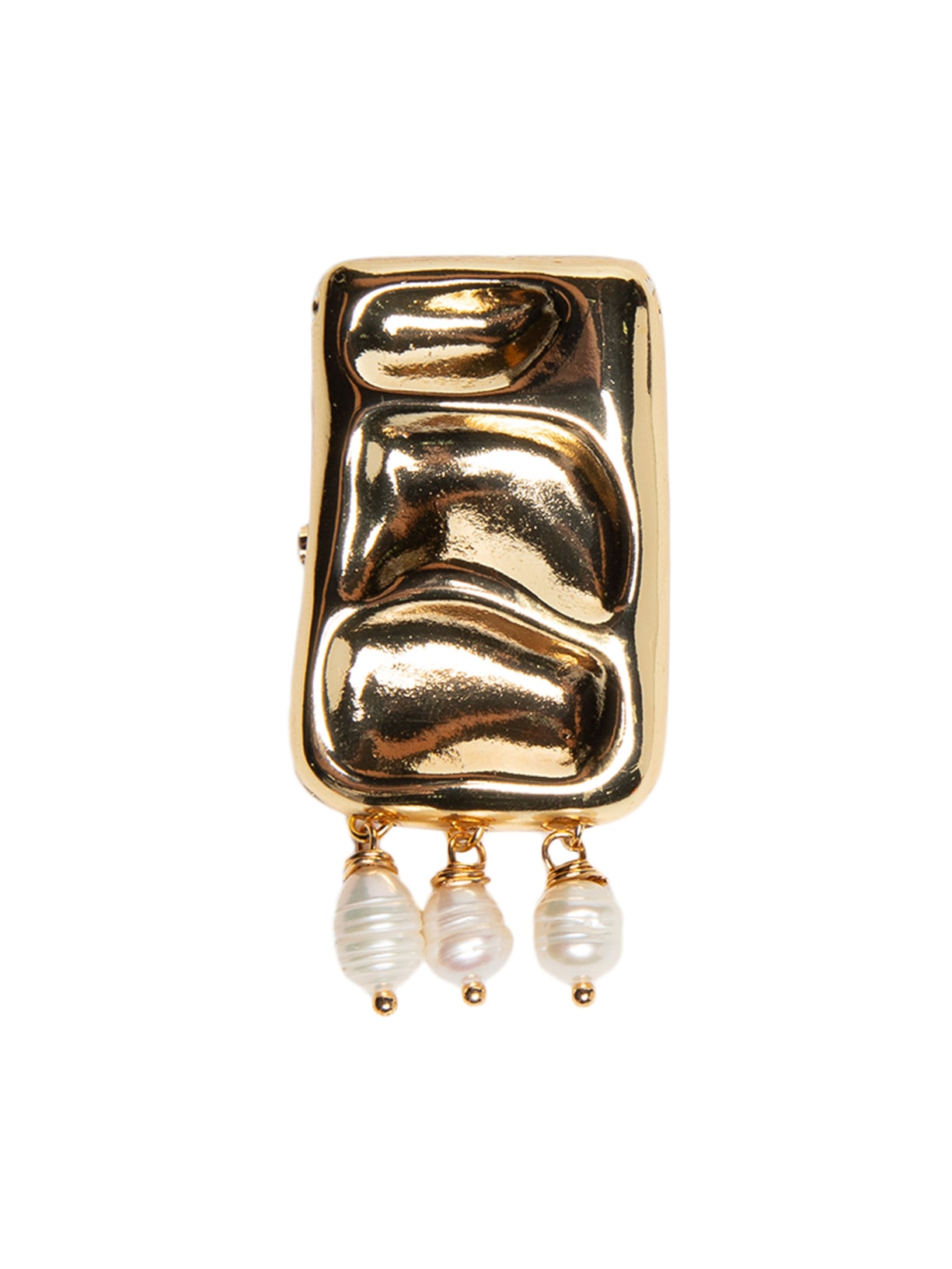 Broche Feminino Martelado Com Pérolas - Dourado