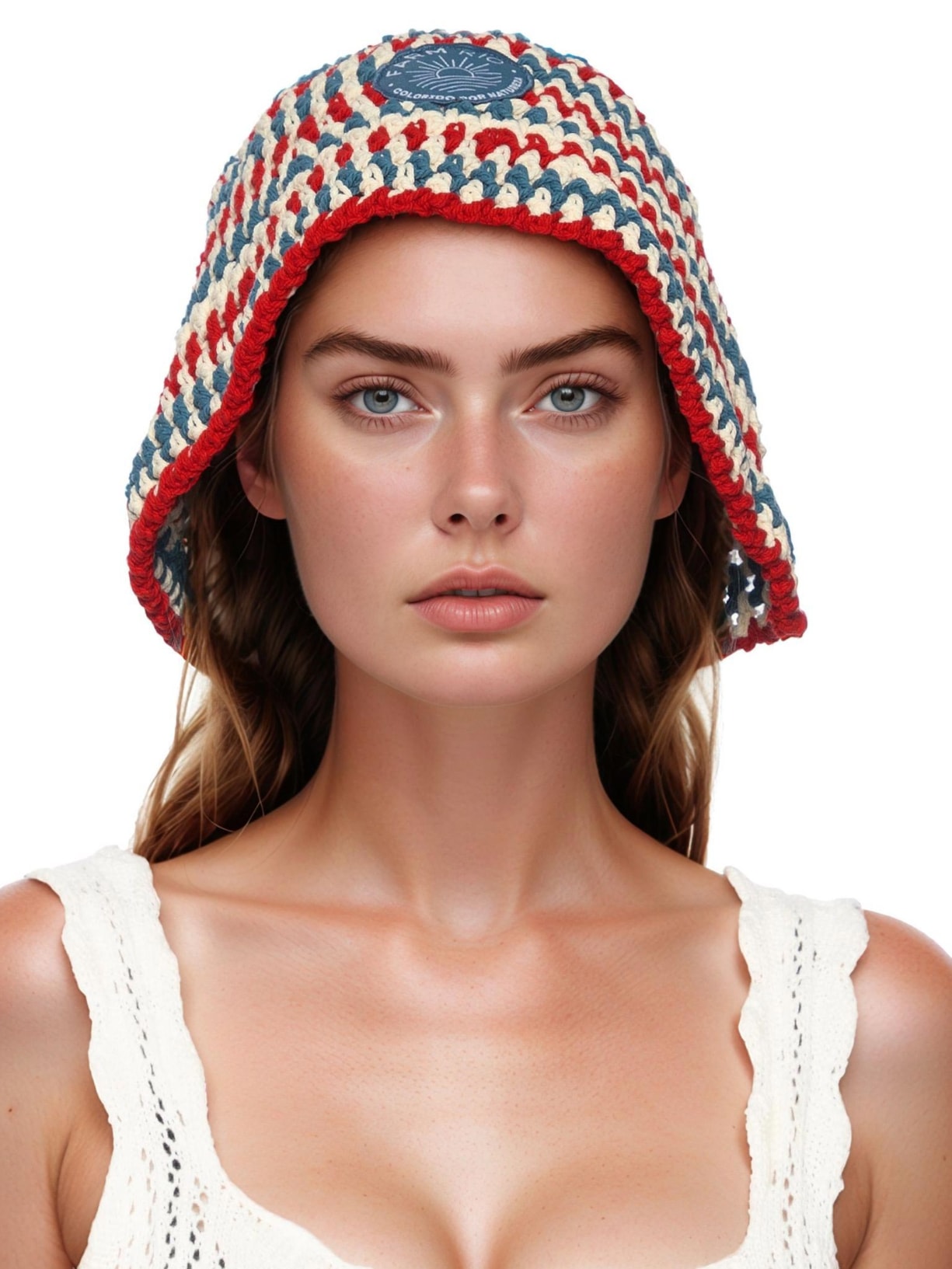 Bucket Feminino Crochet Listra Hibisco Azul Farm Praia