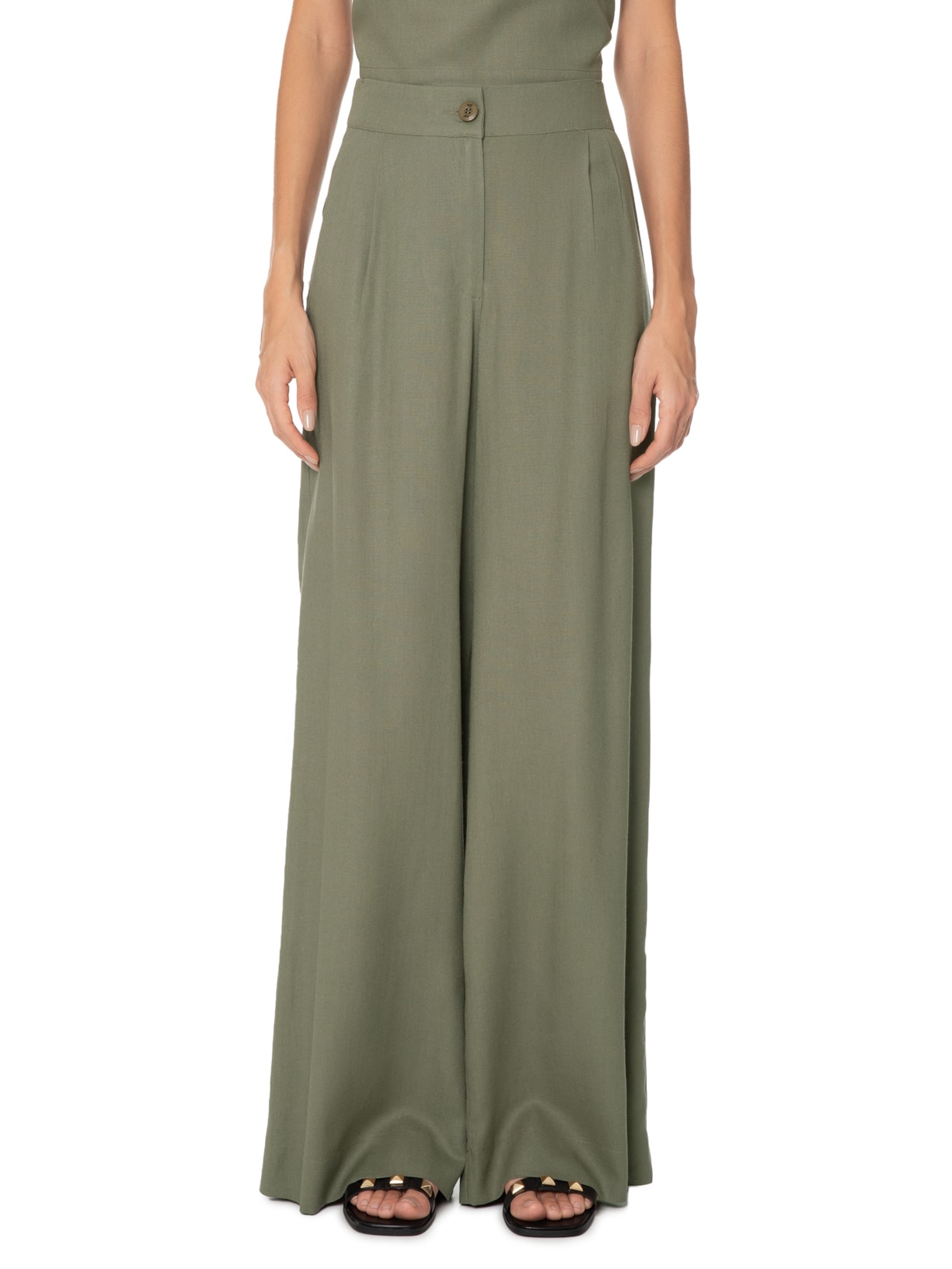 Caça Feminina Pantalona Pregas Verde  Maria Filó