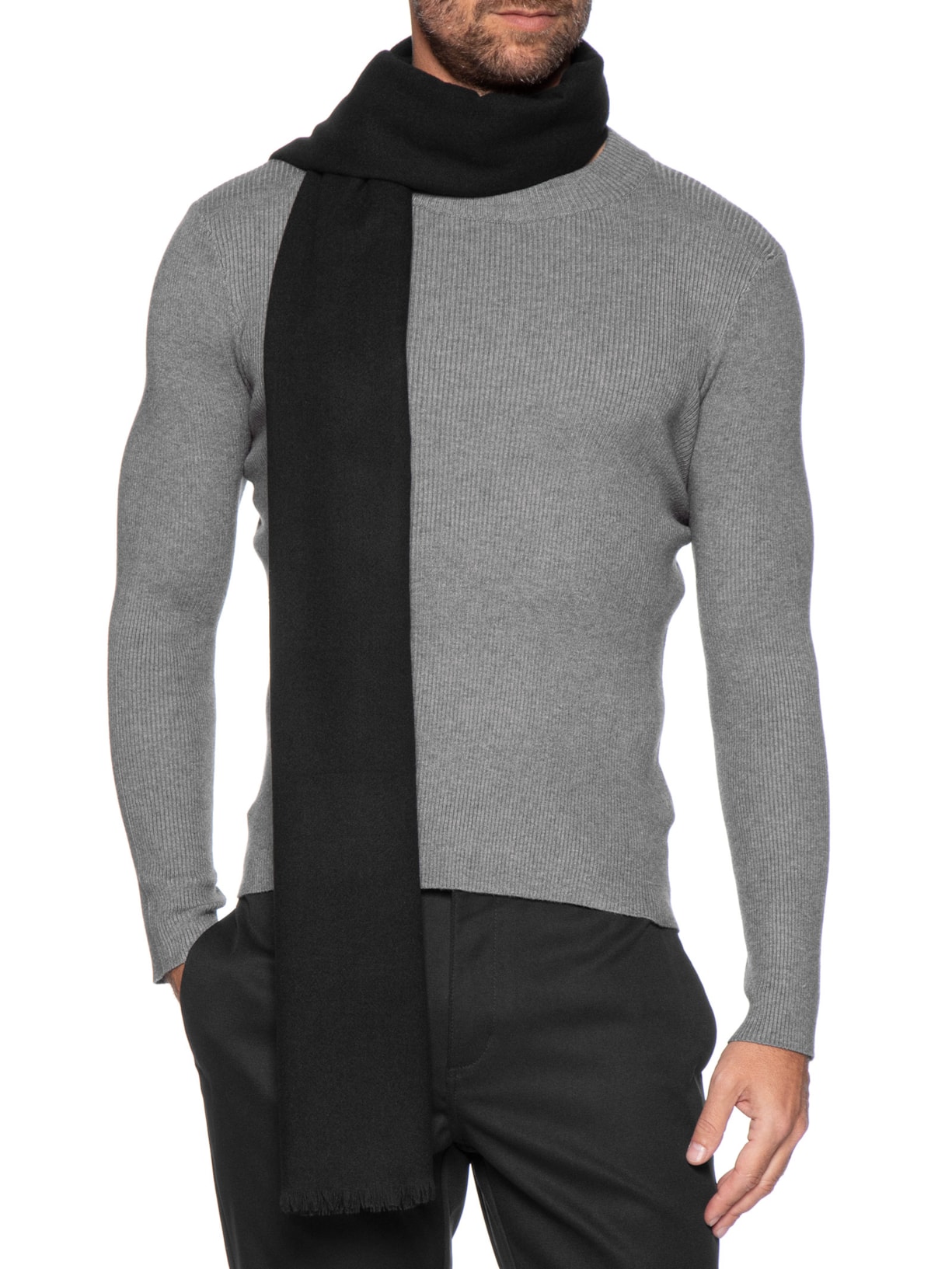 Cachecol Masculino Clássico Preto '2 Essential