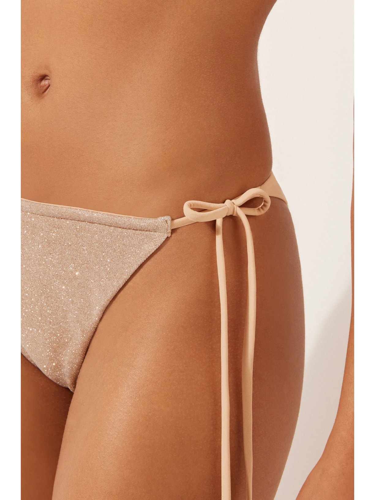 Caclinha De Biquíni Brasileira Com Amarração Golden Glitter Rosa Calzedonia