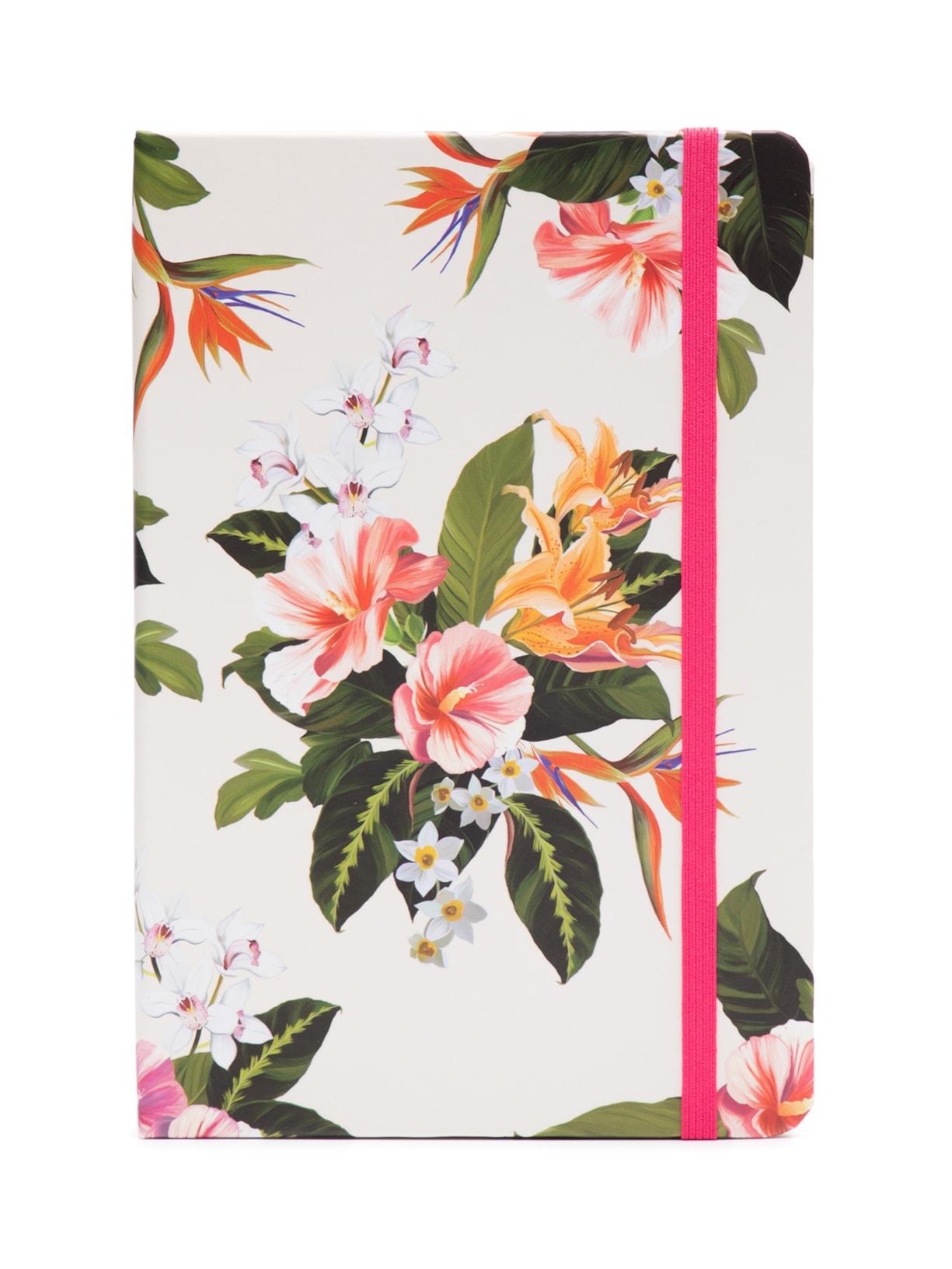Caderneta Tropical Pontado Flora - Rosa