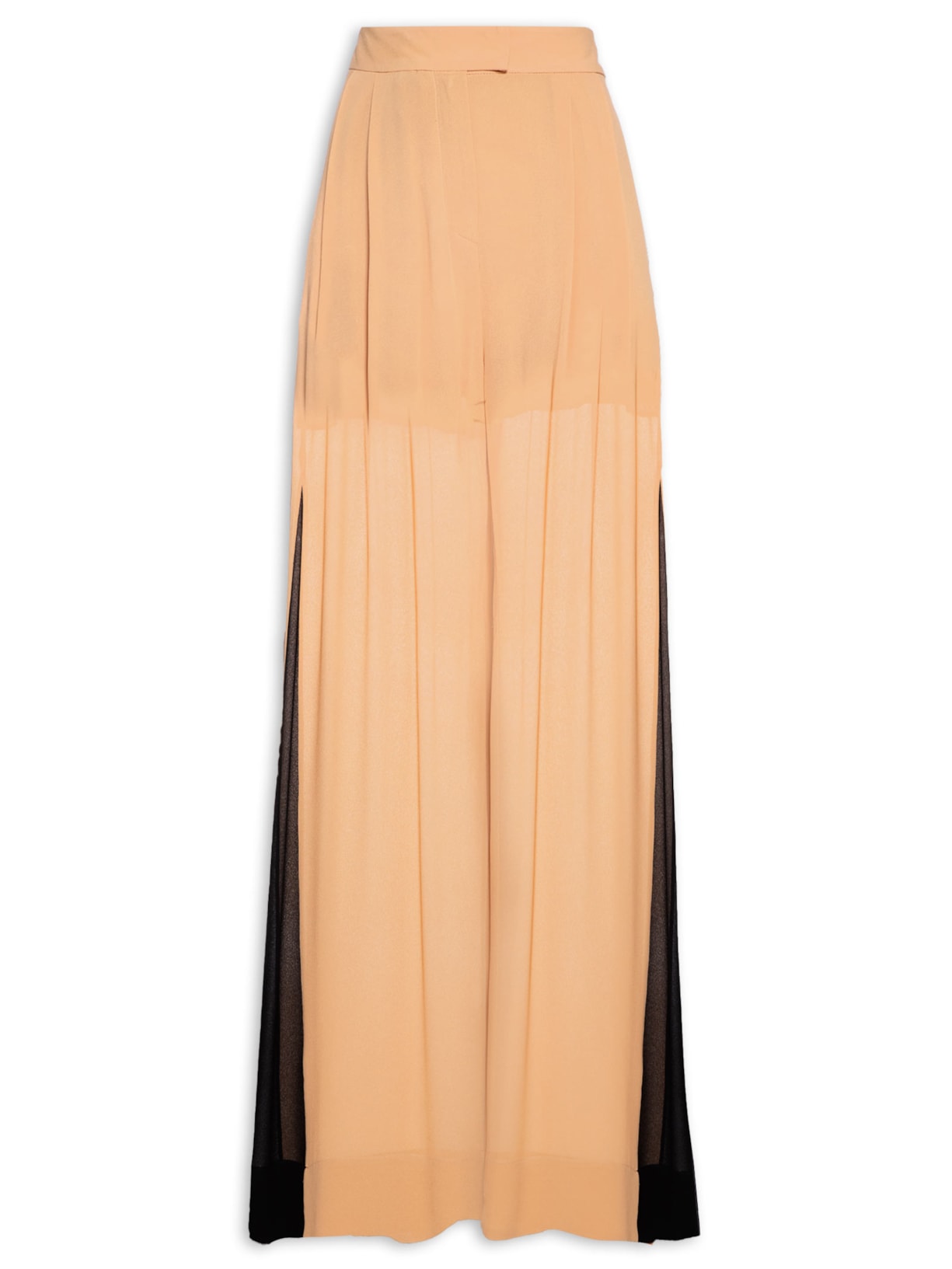 Calça Ampla Lateral Bicolor - Bege