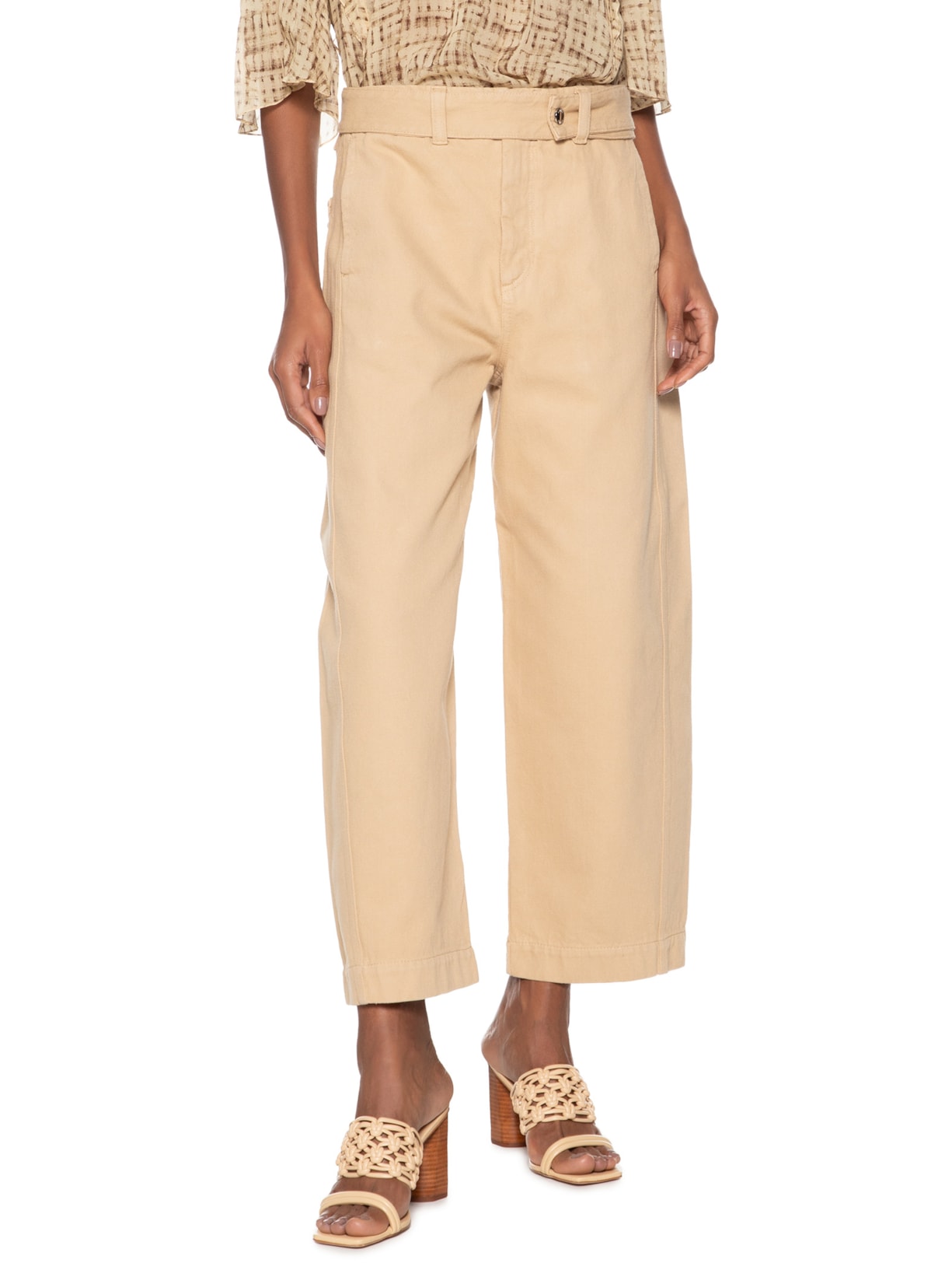 Calça Bolso Faca Faixa Bege Khaki Bege Animale