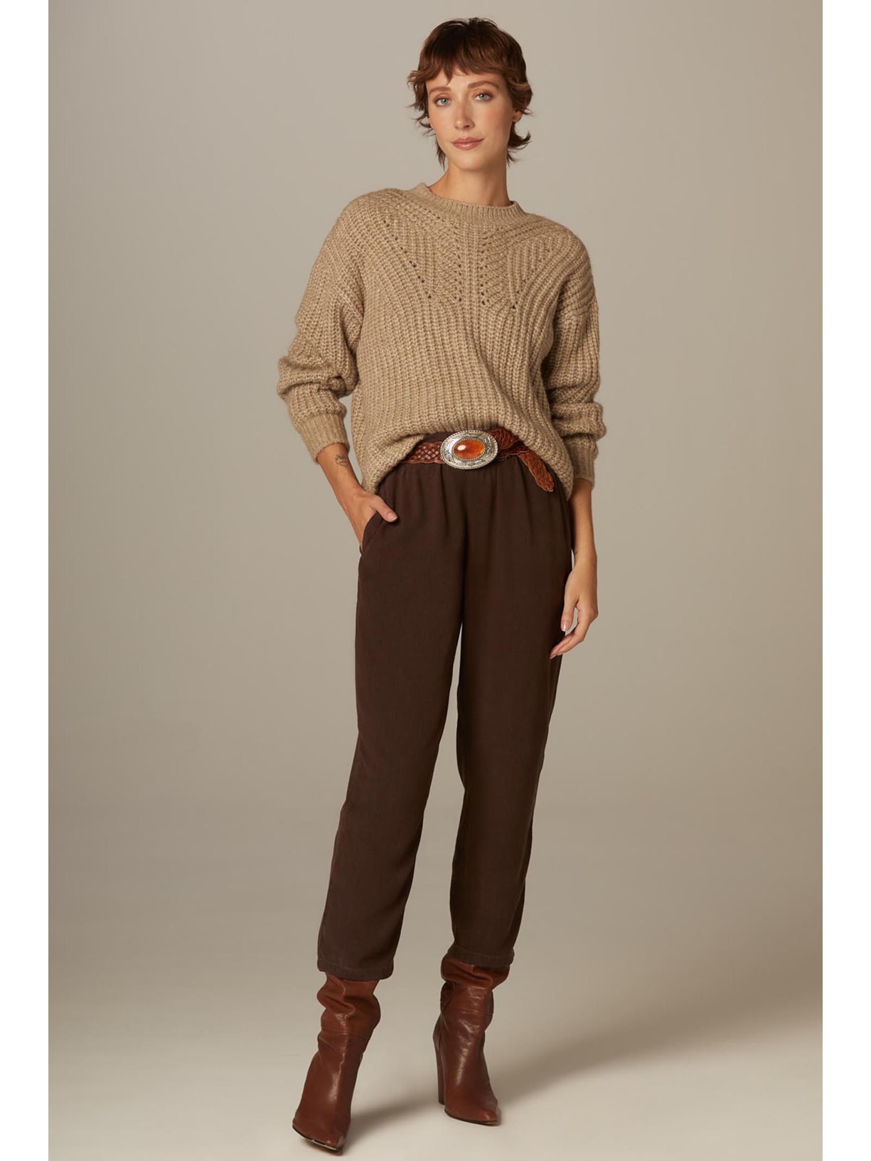 Calça Cenoura Marrom Liocel Analu Yogini