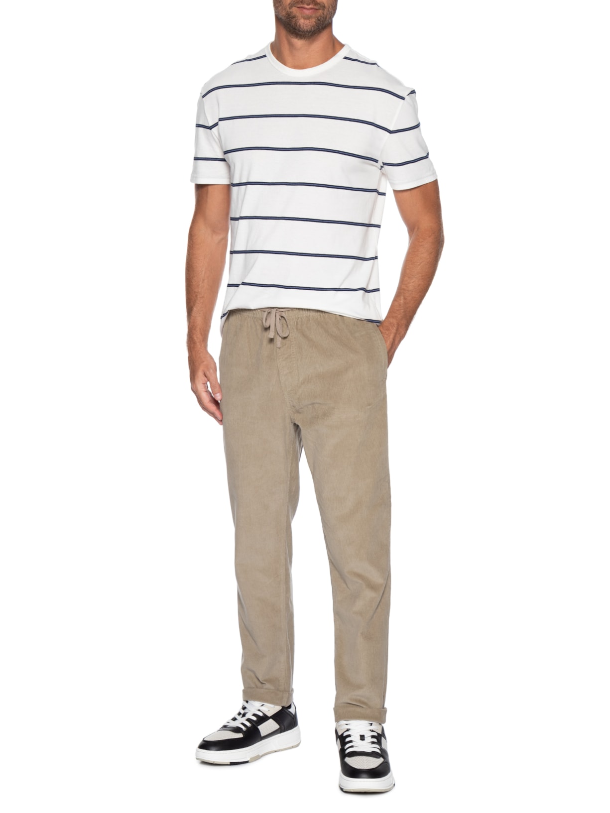 Calça Chino Masculina Reta Com Cordão de Ajuste Bege Tommy Jeans