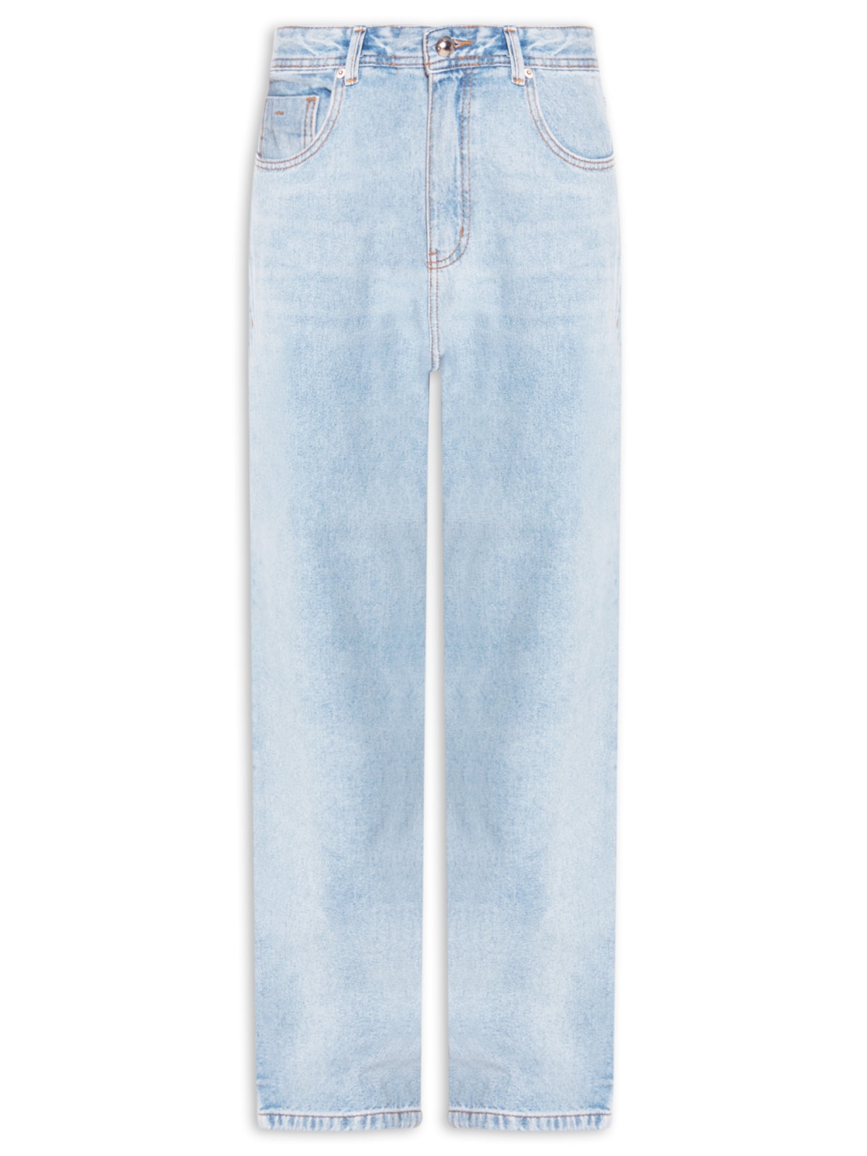Calça Cintura Média Básica Reta - Azul