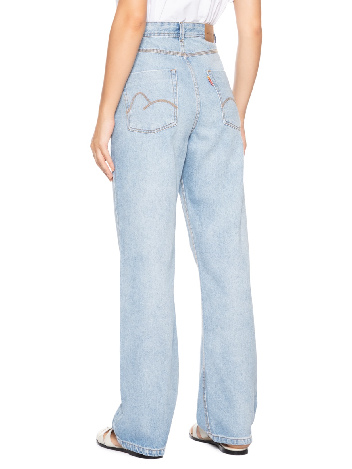 Calça Cintura Média Básica Reta Azul Farm